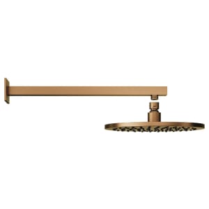 Wickes 250mm Wall Mounted Round Shower Head with Square Arm - Brushed Bronze