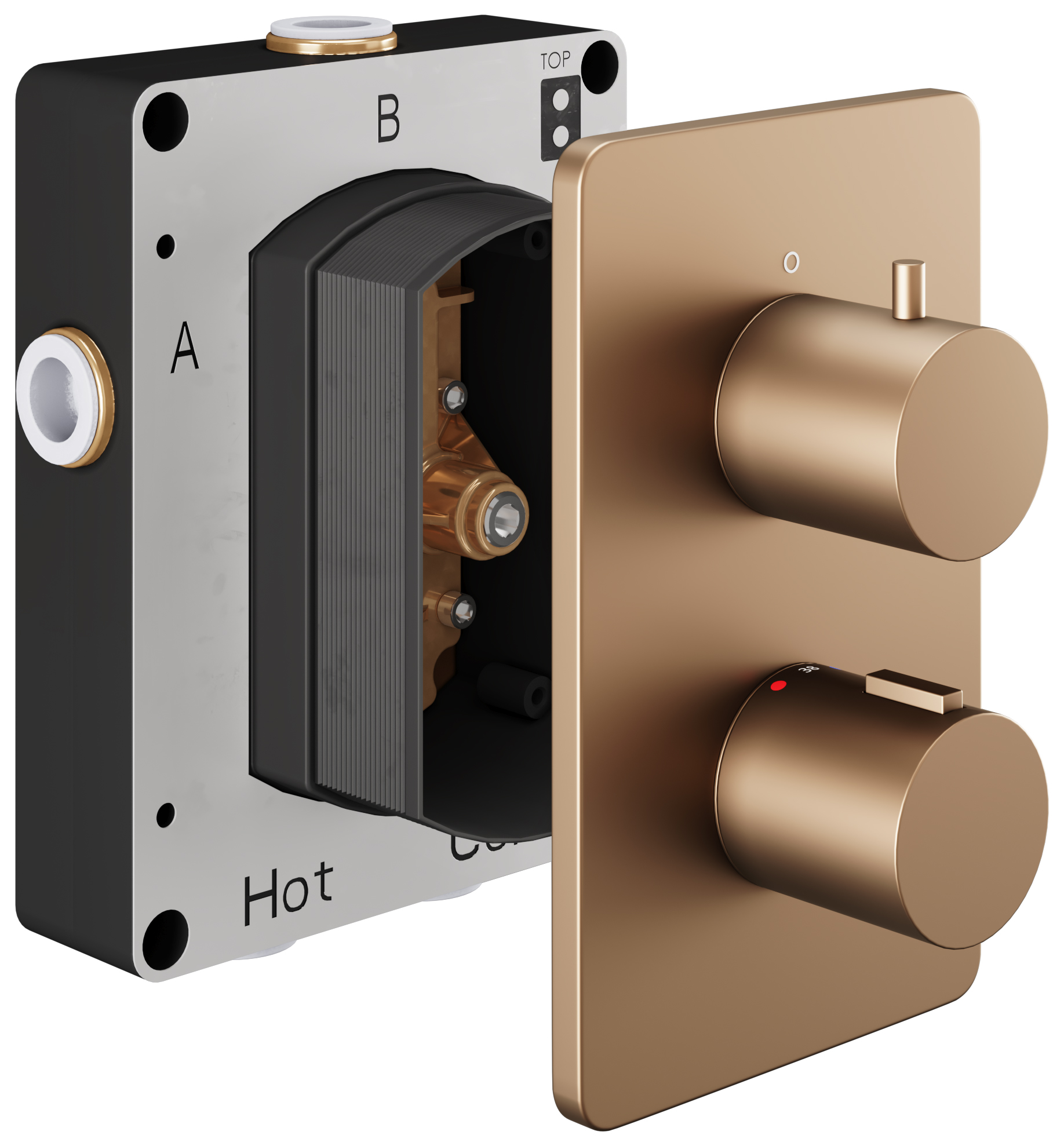 Hadleigh Concealed 1 Outlet Round Thermostatic Shower Valve - Brushed Bronze