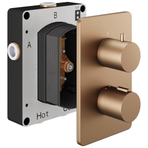 Hadleigh Concealed 1 Outlet Round Thermostatic Shower Valve - Brushed Bronze