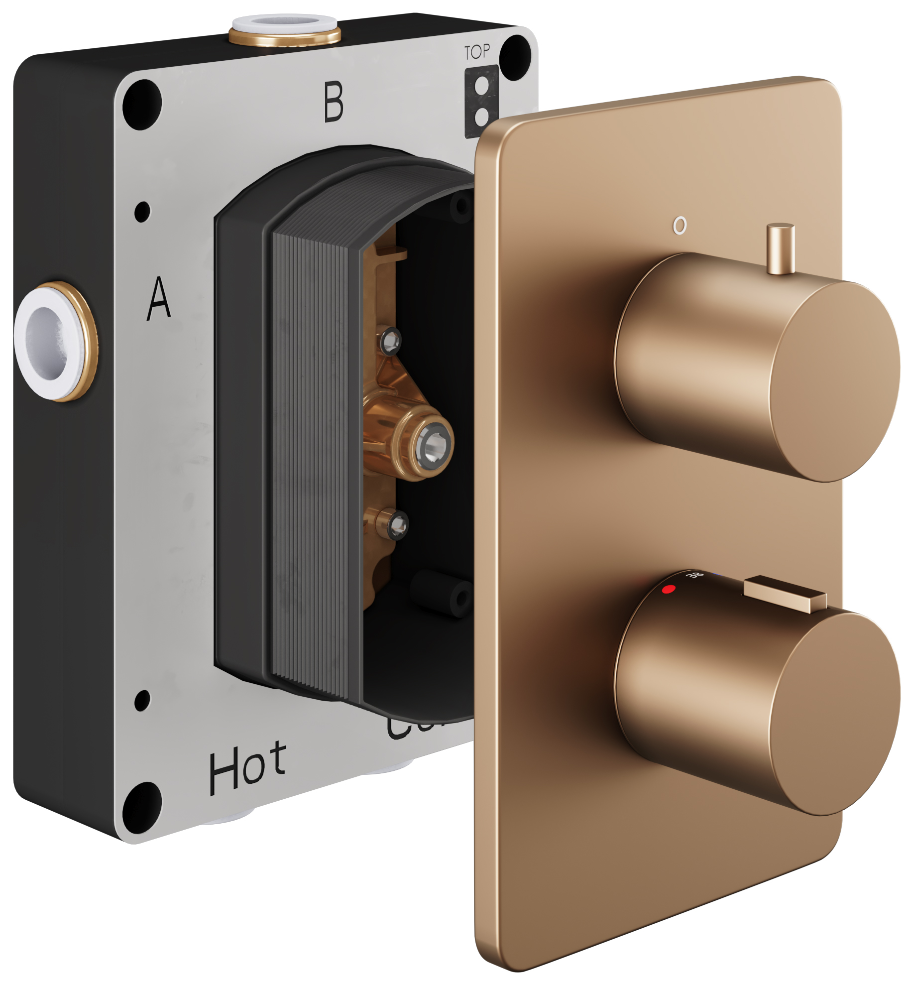Image of Hadleigh Concealed 2 Outlet Round Thermostatic Shower Valve - Brushed Bronze