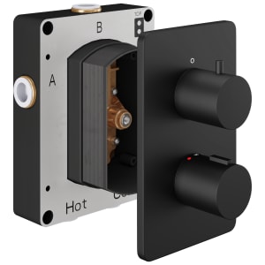 Hadleigh Concealed 1 Outlet Round Thermostatic Shower Valve - Matt Black