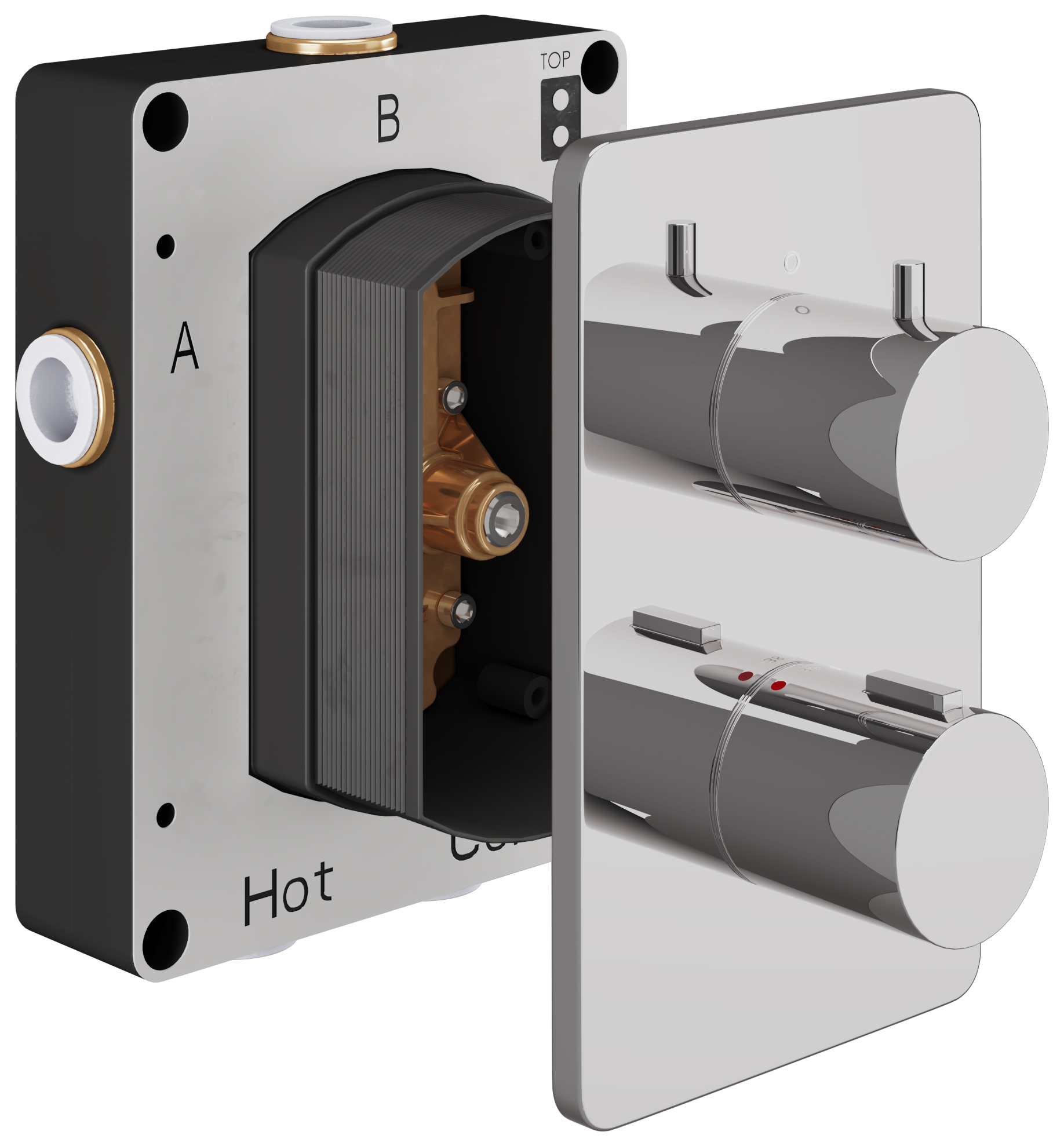 Hadleigh Concealed 2 Outlet Round Thermostatic Shower Valve - Chrome