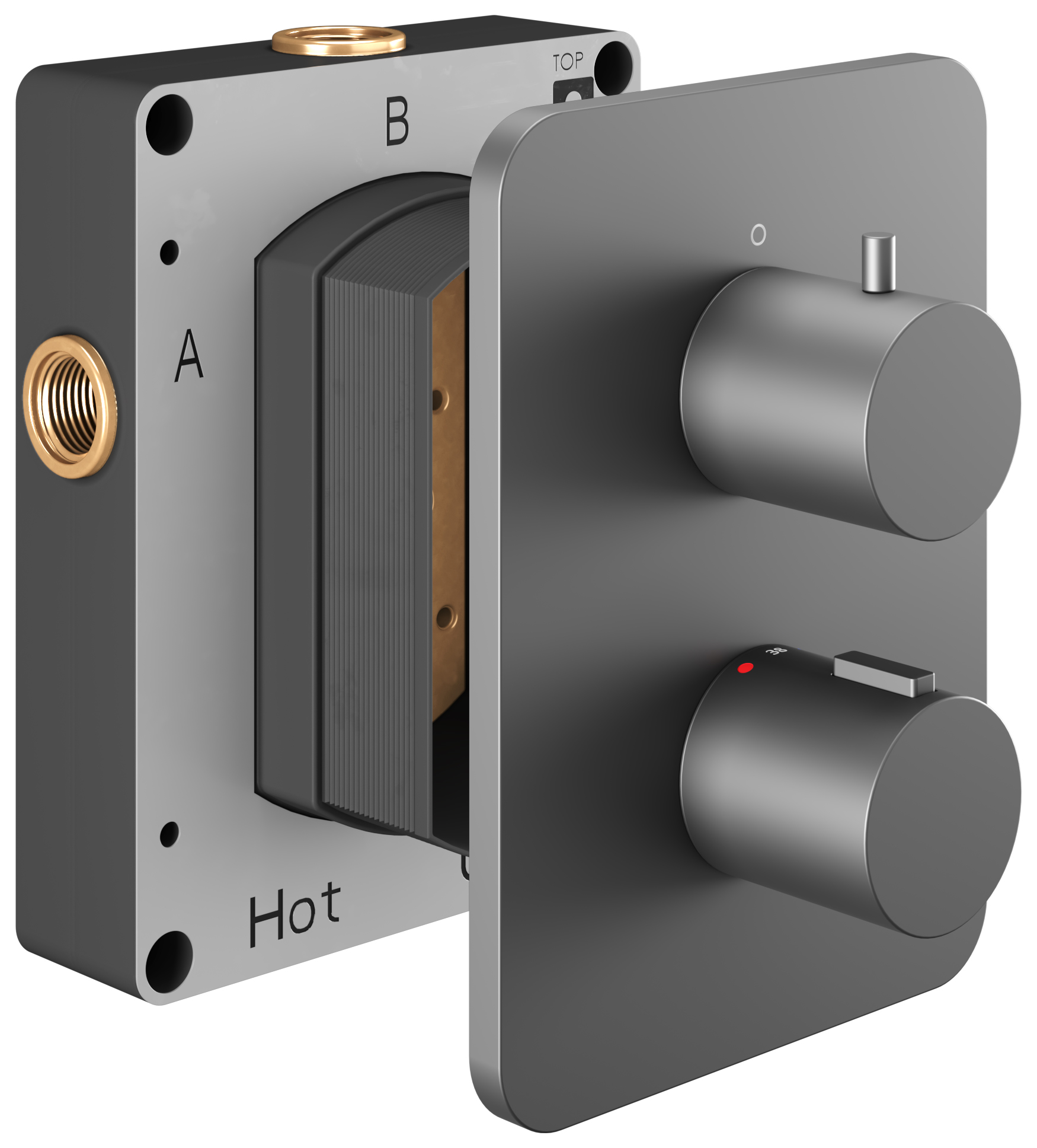 Hadleigh Concealed 1 Outlet Round Thermostatic Shower Valve - Matt Anthracite