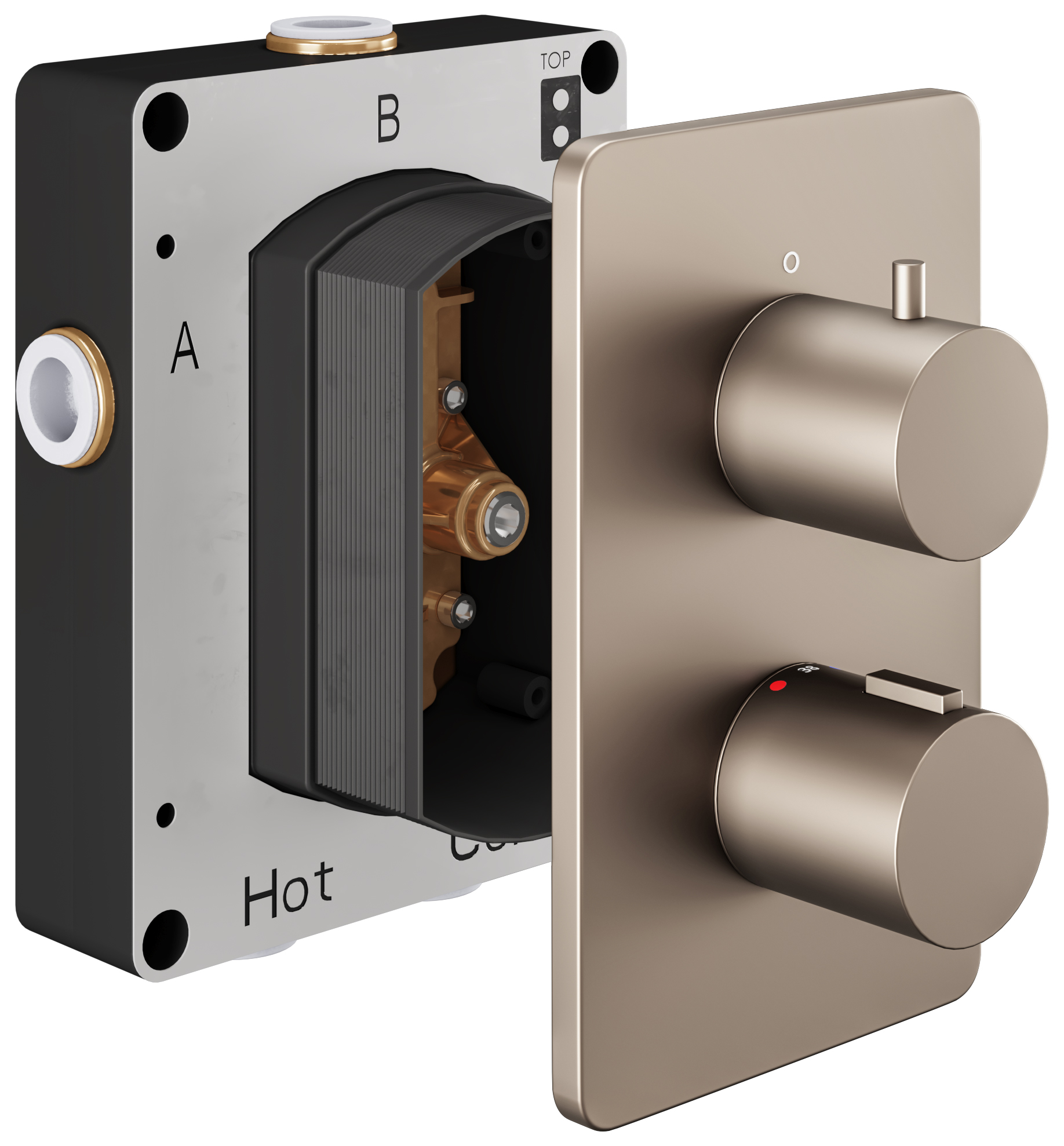 Image of Hadleigh Concealed 1 Outlet Round Thermostatic Shower Valve - Brushed Nickel