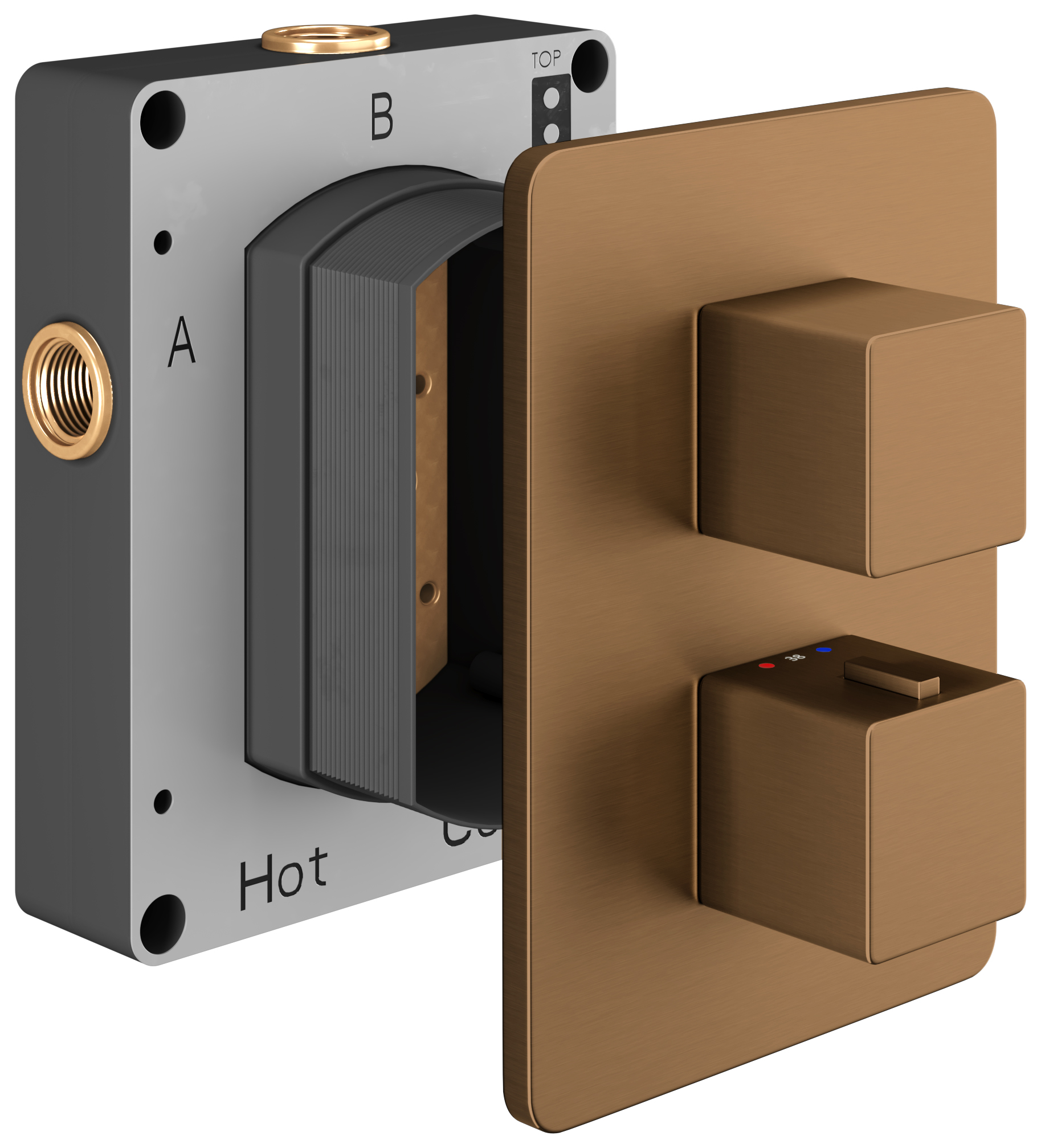Hadleigh Concealed 1 Outlet Square Thermostatic Shower Valve - Brushed Bronze
