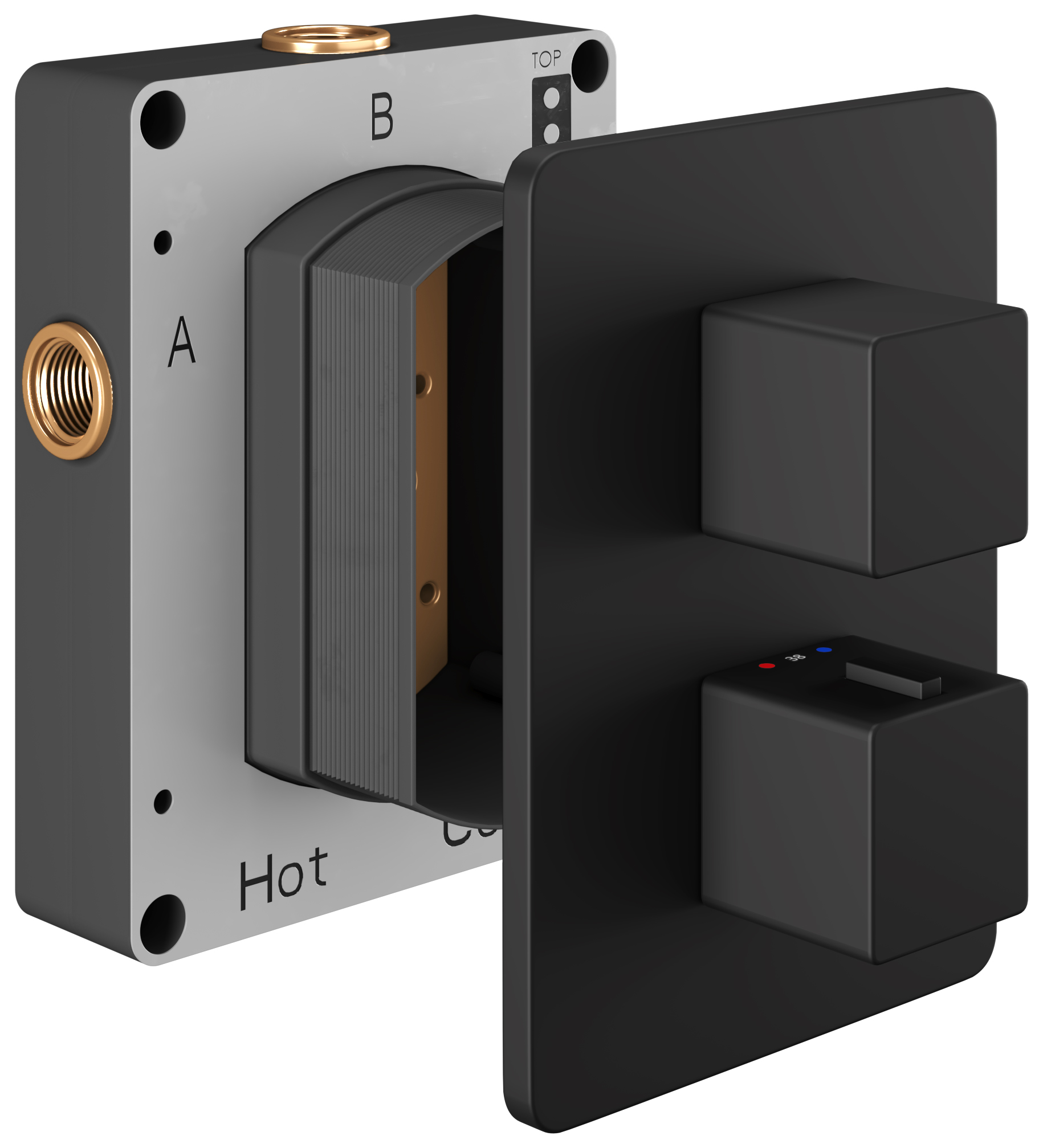 Image of Hadleigh Concealed 1 Outlet Square Thermostatic Shower Valve - Matt Black