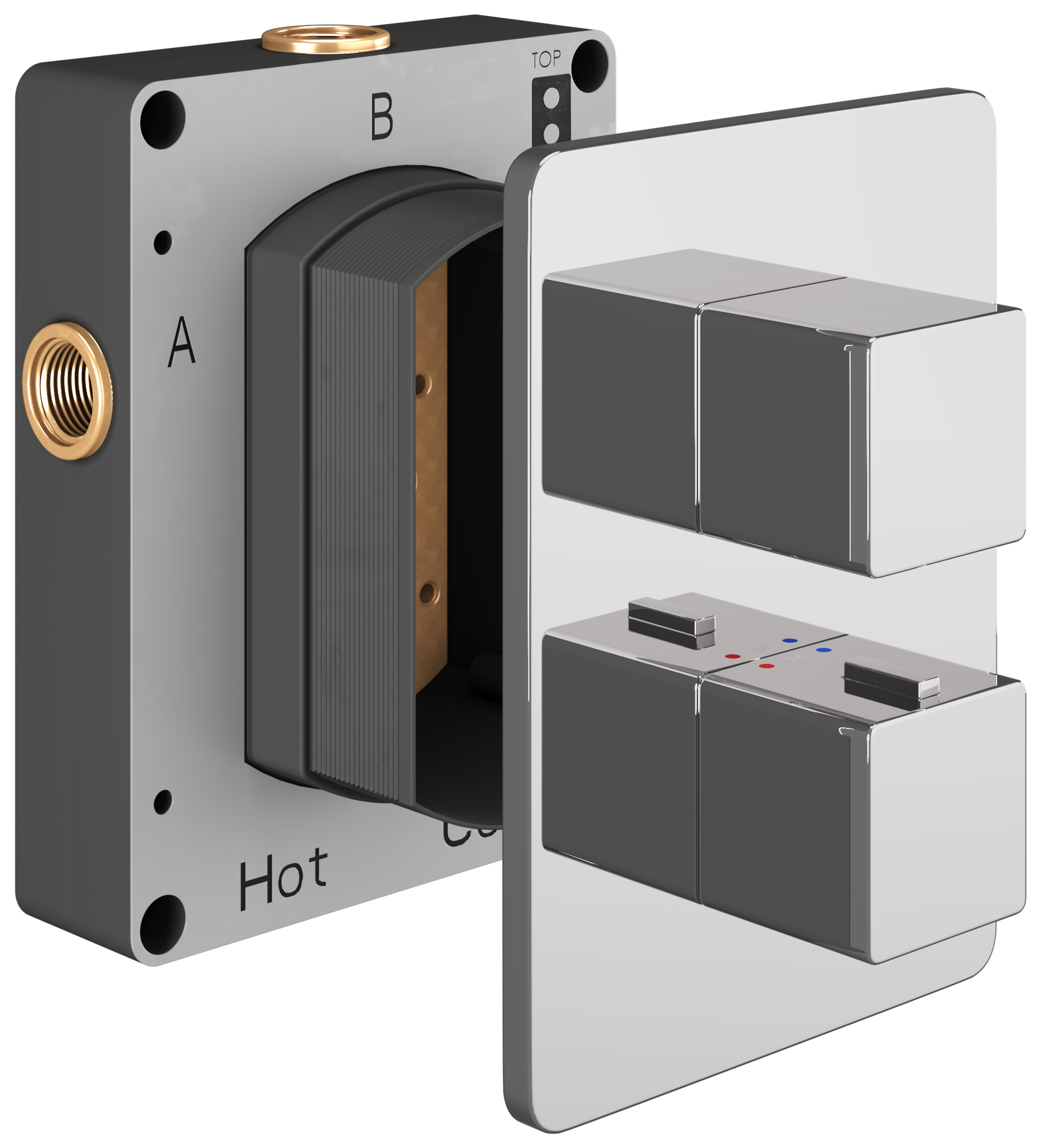 Hadleigh Concealed 1 Outlet Square Thermostatic Shower Valve - Chrome