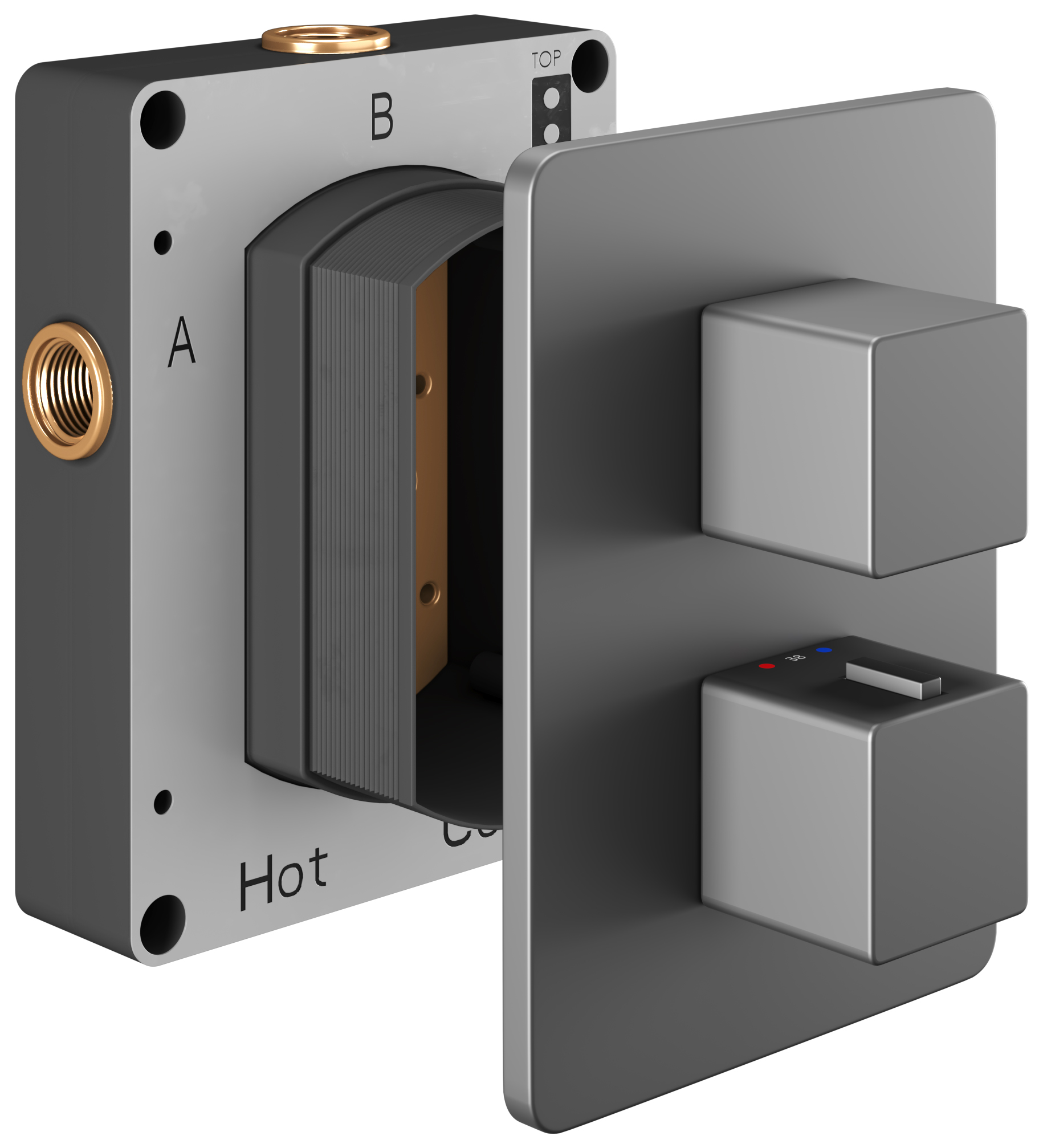 Hadleigh Concealed 1 Outlet Square Thermostatic Shower Valve - Matt Anthracite