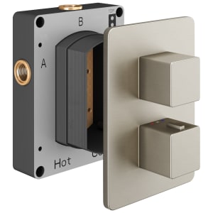 Hadleigh Concealed 1 Outlet Square Thermostatic Shower Valve - Brushed Nickel