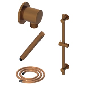 Wickes Shower Riser Rail, Wall Outlet, 1.6m Hose & Handset Accessories Kit in Brushed Bronze