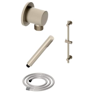 Wickes Shower Riser Rail, Wall Outlet, 1.6m Hose & Handset Accessories Kit in Brushed Nickel