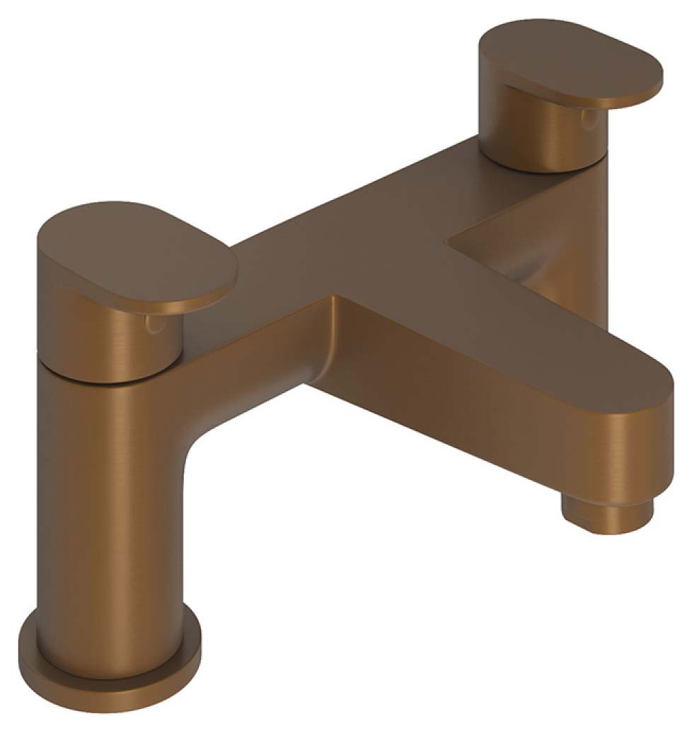 Image of Beckington Double Lever Deck Mounted Bath Filler Tap - Brushed Bronze