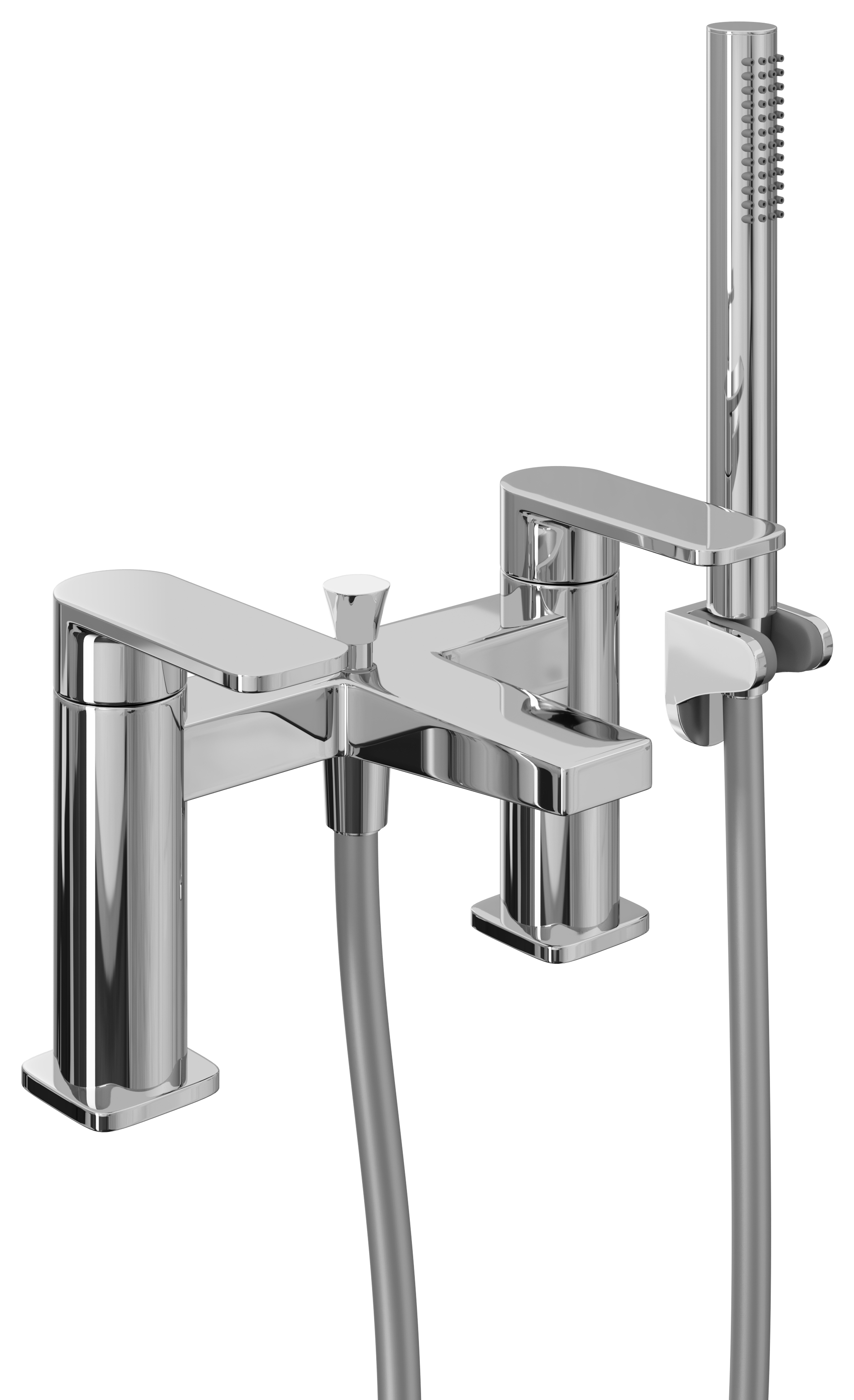 Image of Hemington Double Lever Deck Mounted Bath Shower Mixer Tap - Chrome