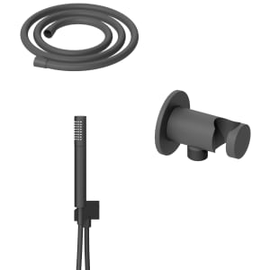 Wickes Shower Wall Outlet & Holder, 1.25m Hose & Handset Accessories Kit in Matt Anthracite
