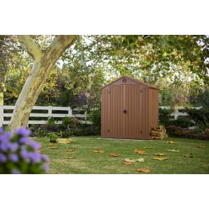 Keter Darwin 6 x 4ft Double Door Outdoor Apex Garden Storage Shed - Brown