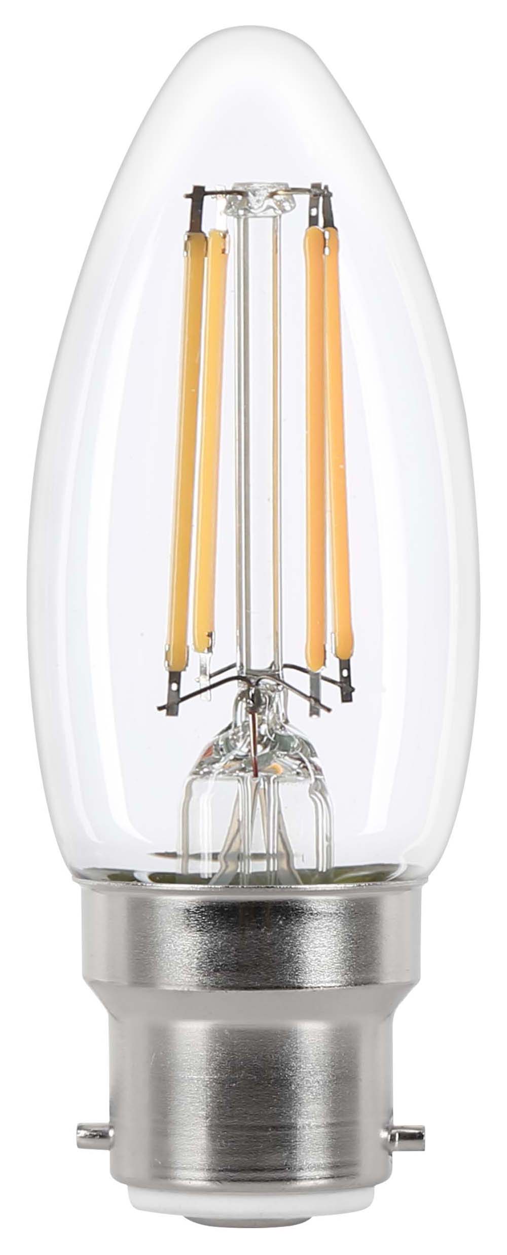 Wickes Non-Dimmable Filament B22 Candle 3.4W Warm White Light Bulb