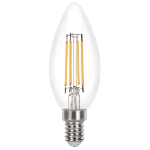 Wickes Non-Dimmable Filament E14 Candle 3.4W Warm White Light Bulb - Pack of 4