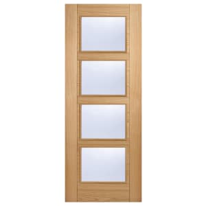 LPD Internal Vancouver Glazed Pre-Finished Oak FD30 Fire Door - 2040 mm