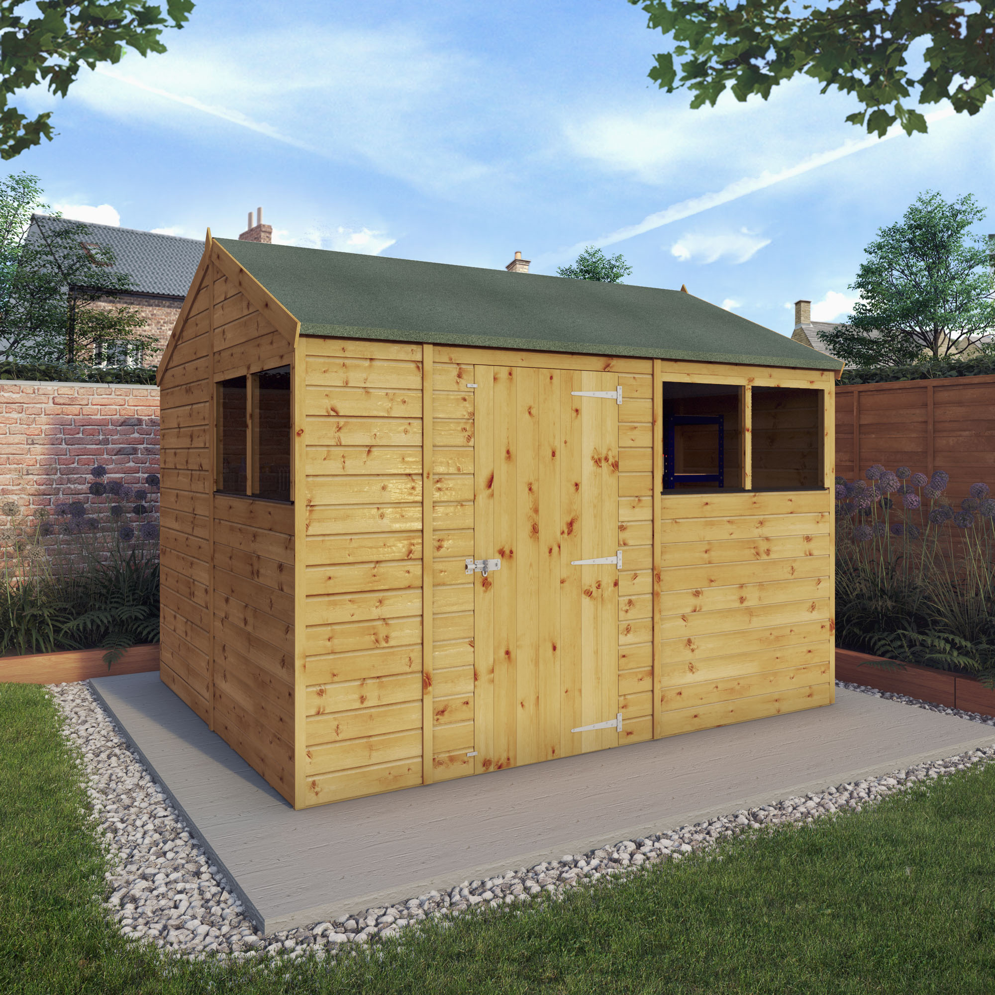 Mercia Shiplap Reverse Apex Timber Shed - 10 x 8ft