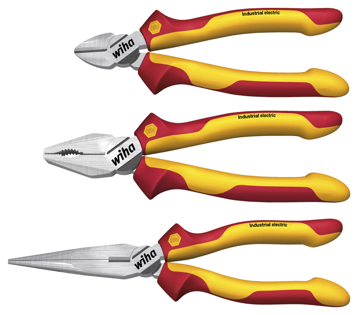 Wiha 38637 Industrial VDE Electrical Combination 3 Piece Pliers Set