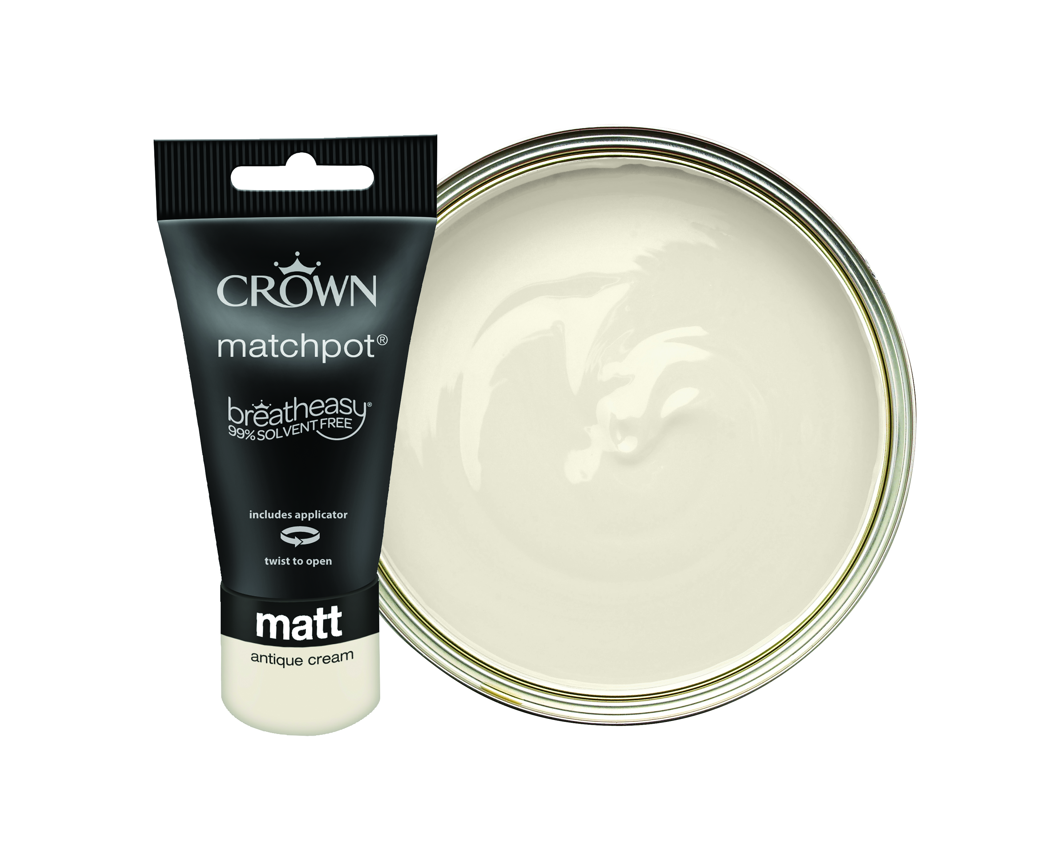 Crown Matt Emulsion Paint Tester Pot - Antique Cream - 40ml