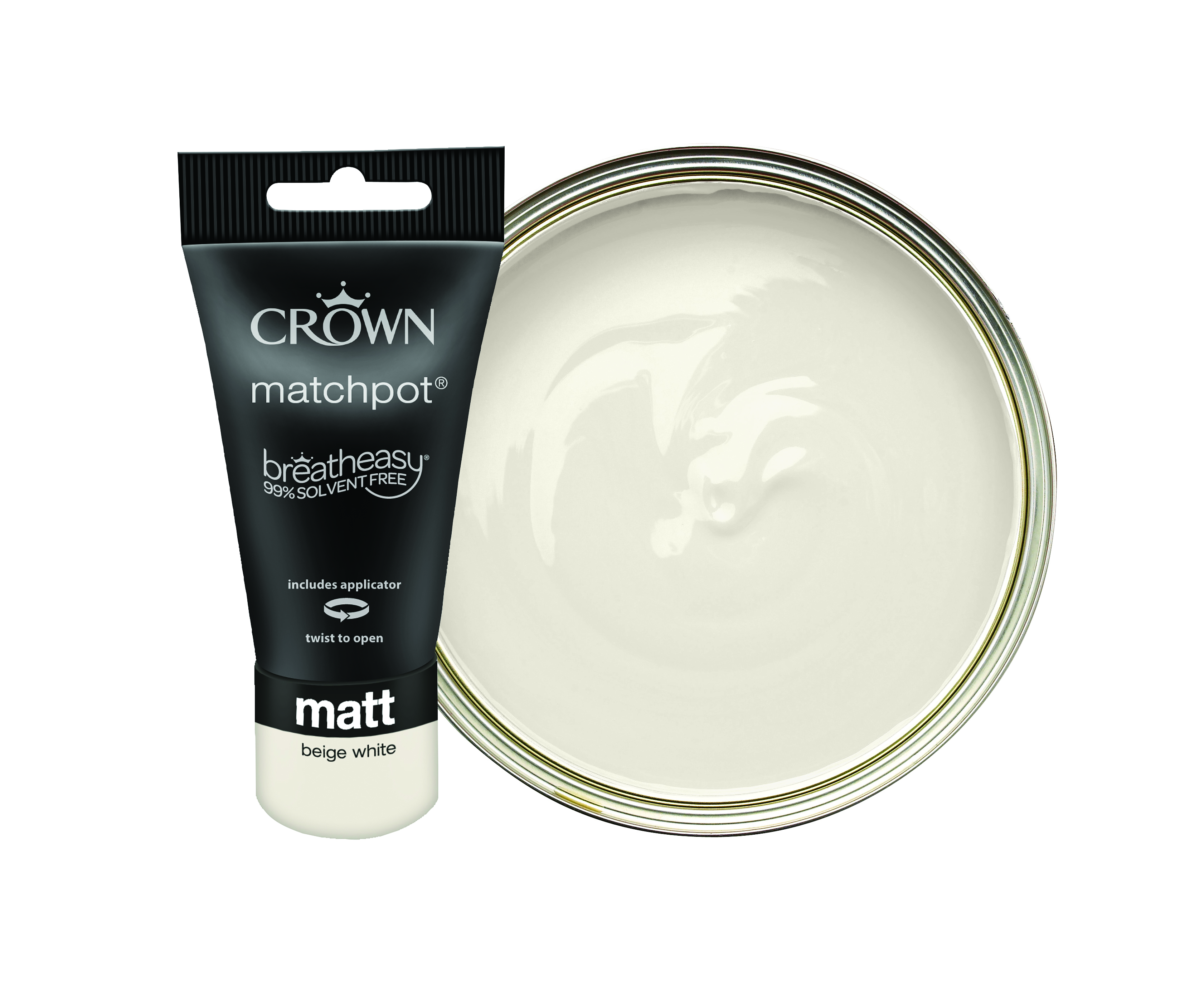 Image of Crown Matt Emulsion Paint - Beige White Tester Pot - 40ml