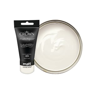 Crown Matt Emulsion Paint - Canvas White Tester Pot - 40ml