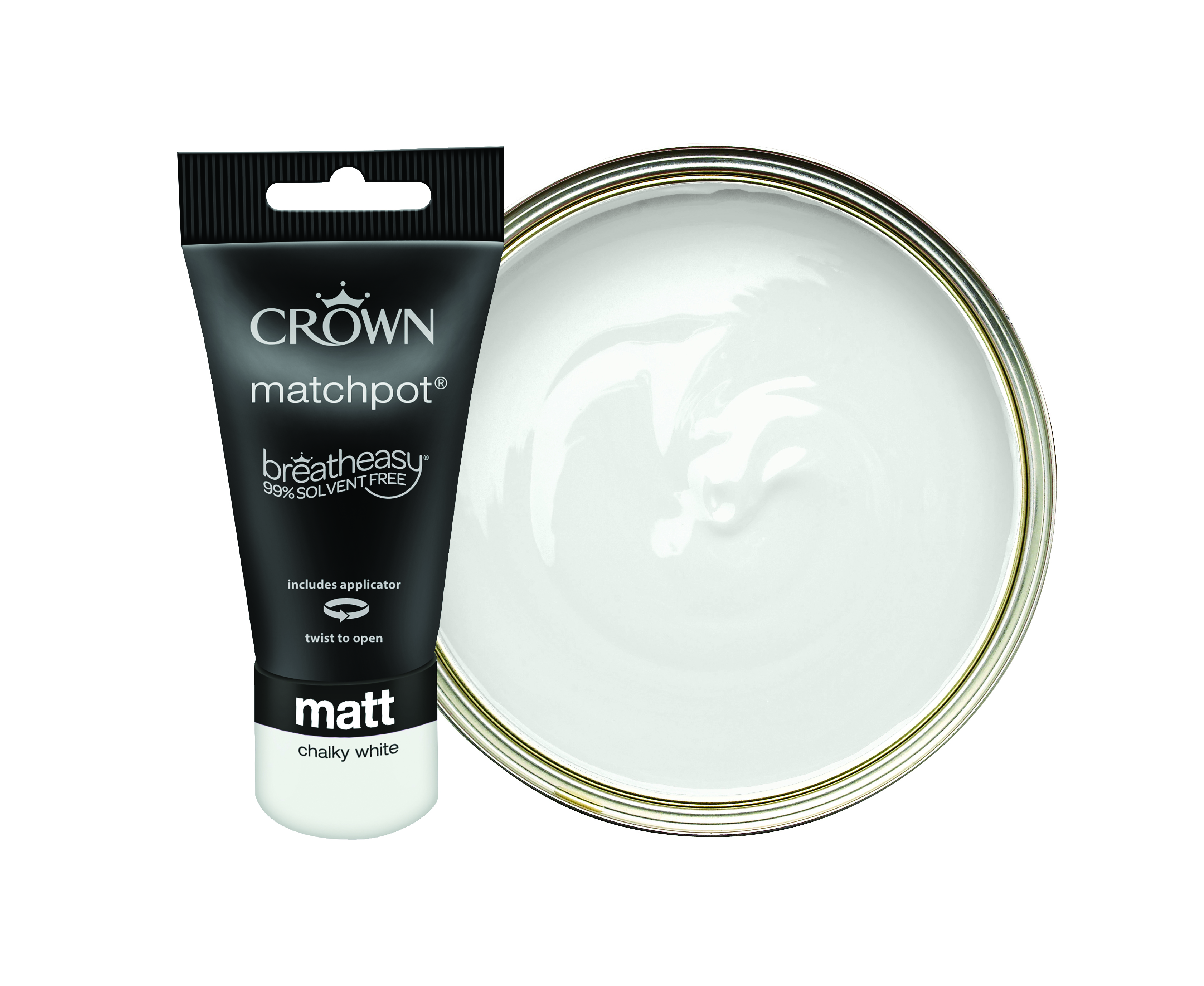 Crown Matt Emulsion Paint Tester Pot - Chalky White - 40ml