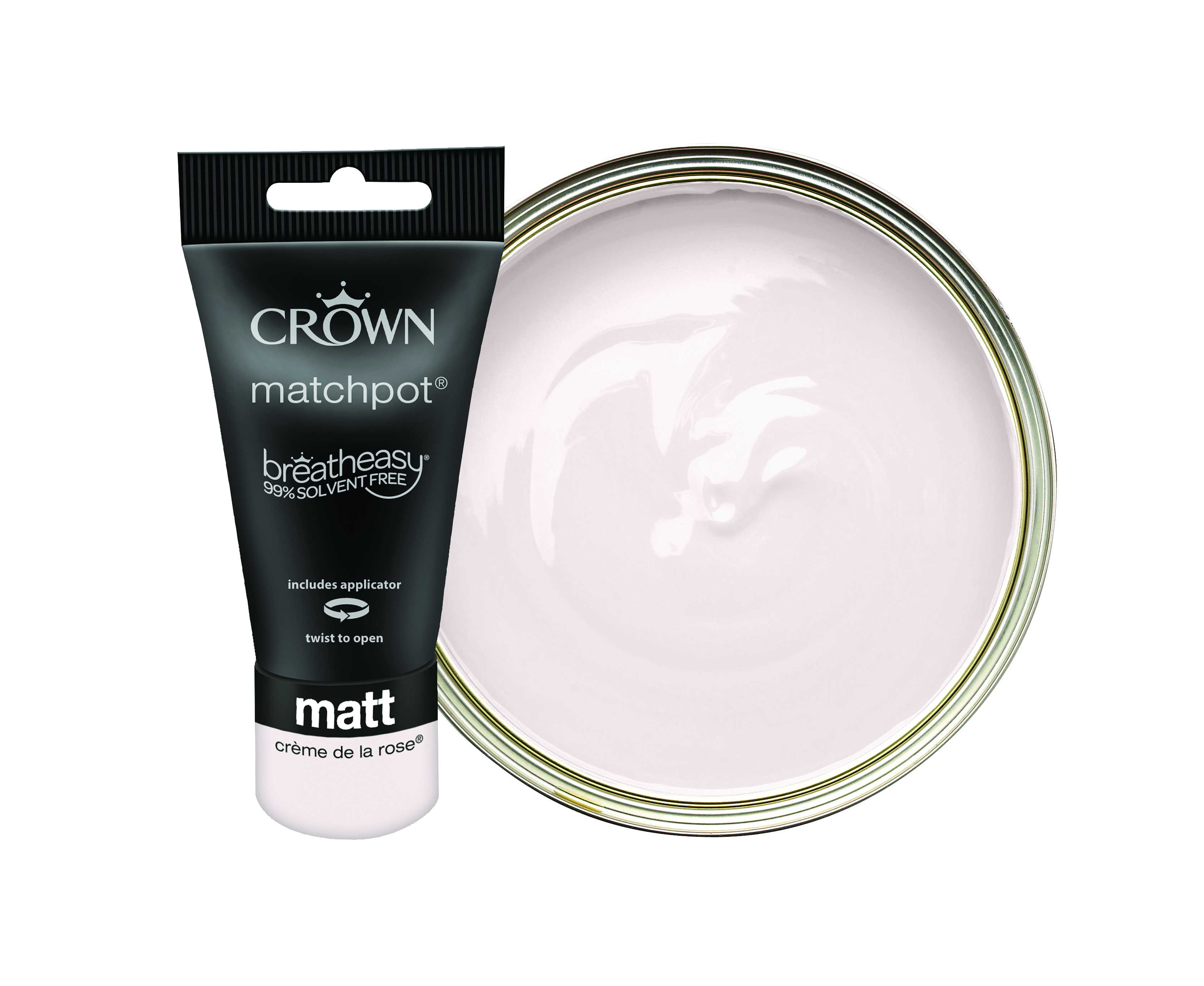 Crown Matt Emulsion Paint Tester Pot - Creme De La Rose - 40ml