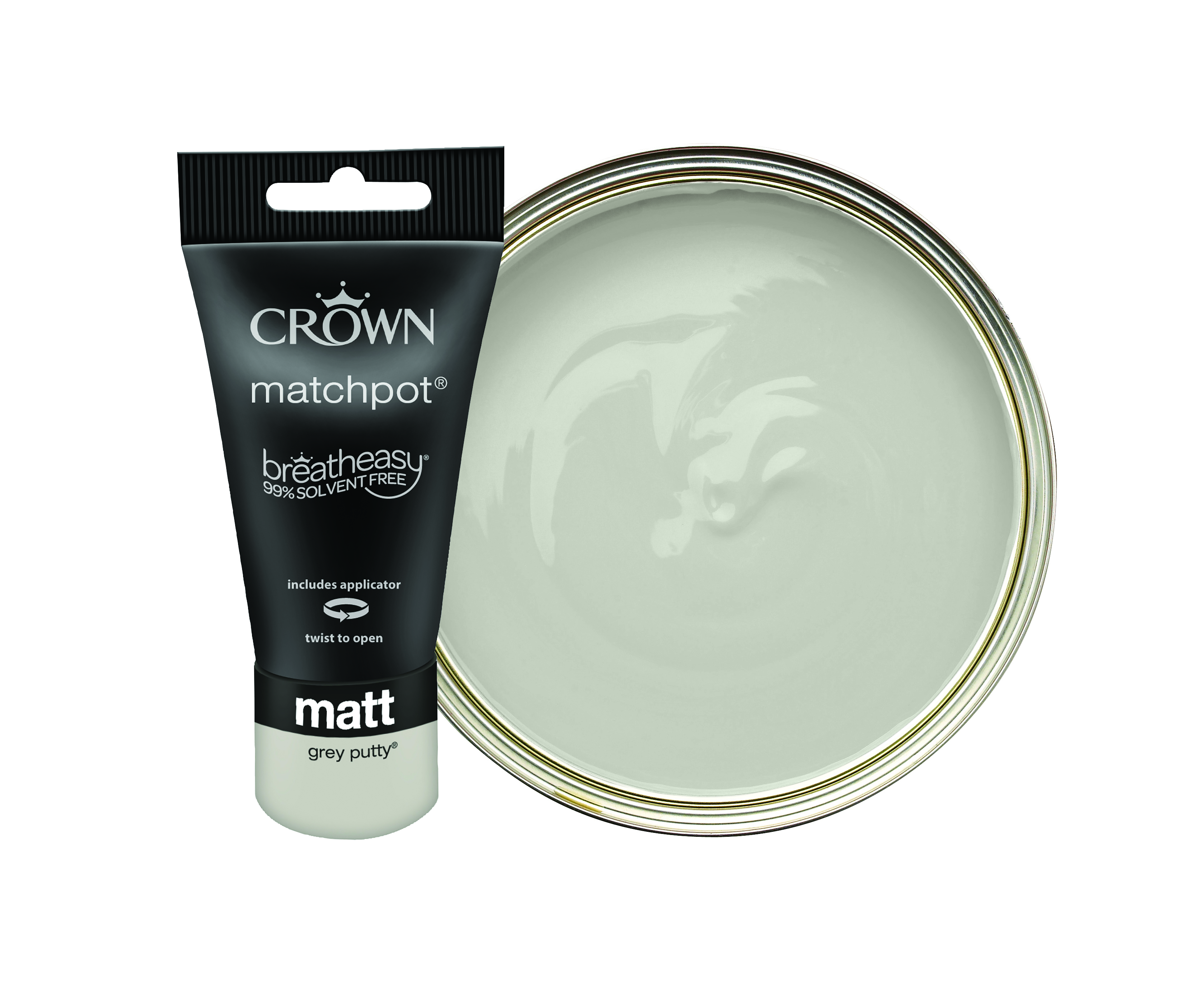 Crown Matt Emulsion Paint Tester Pot - Grey Putty - 40ml