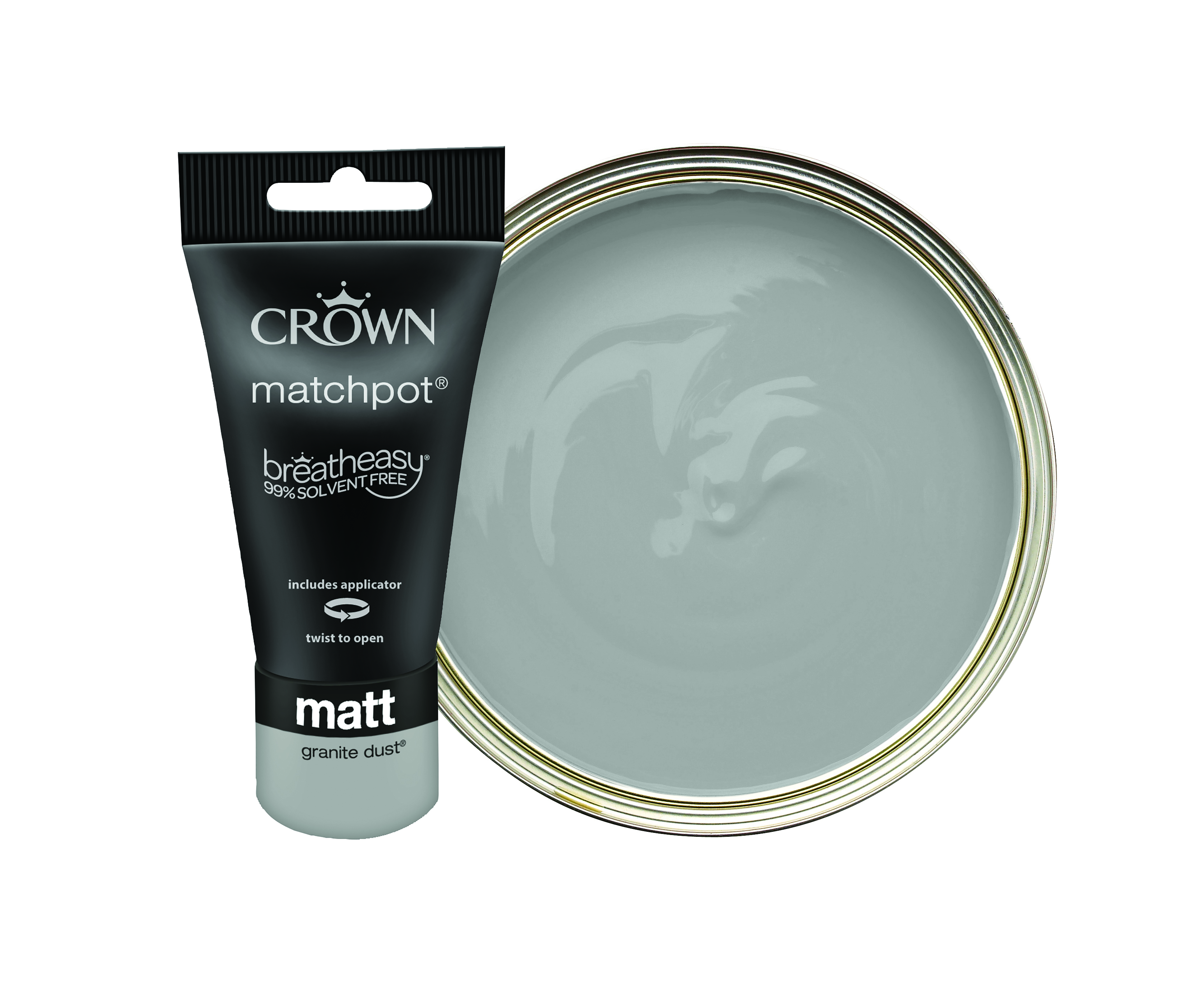 Crown Matt Emulsion Paint Tester Pot - Granite Dust - 40ml