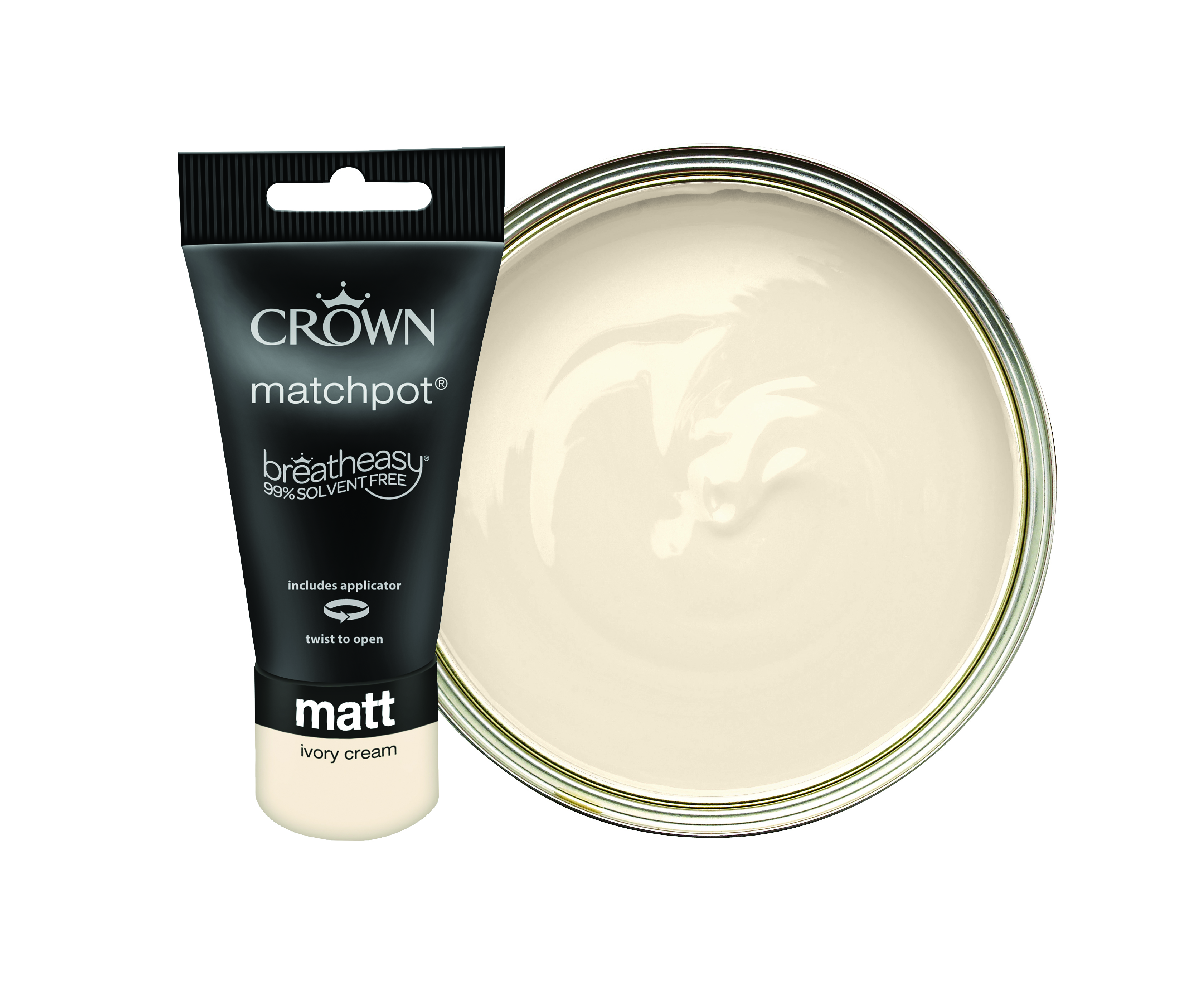 Crown Matt Emulsion Paint Tester Pot - Ivory Cream - 40ml