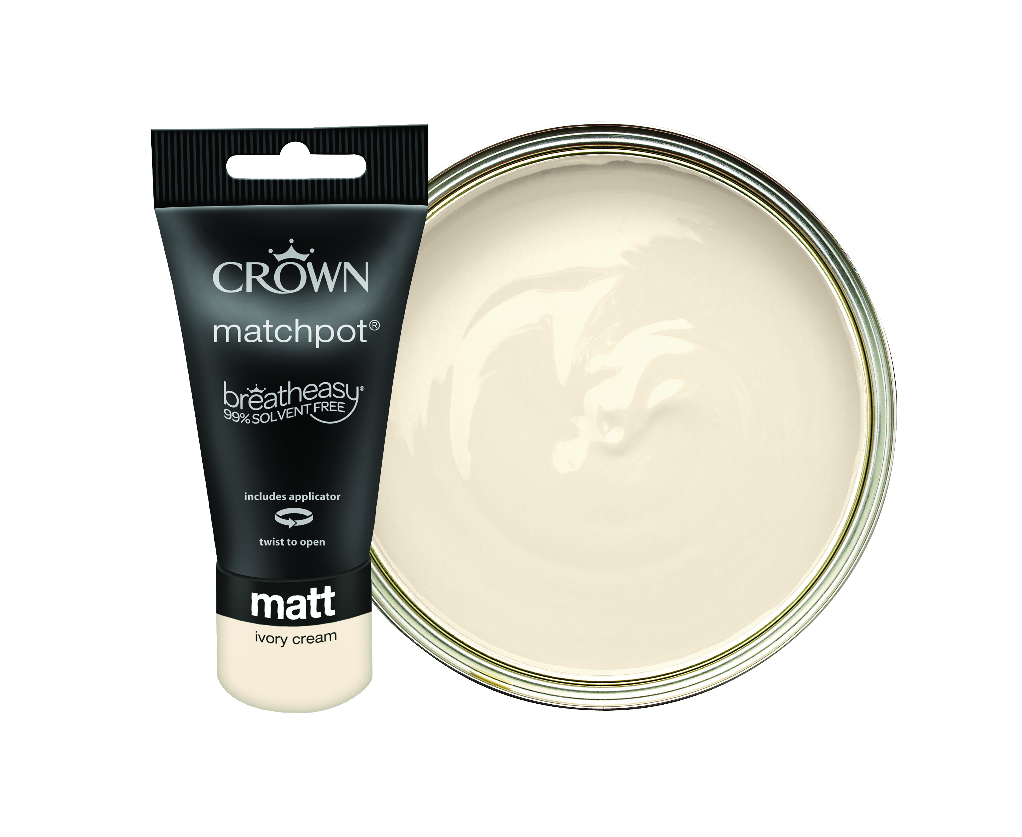 Image of Crown Matt Emulsion Paint - Ivory Cream Tester Pot - 40ml