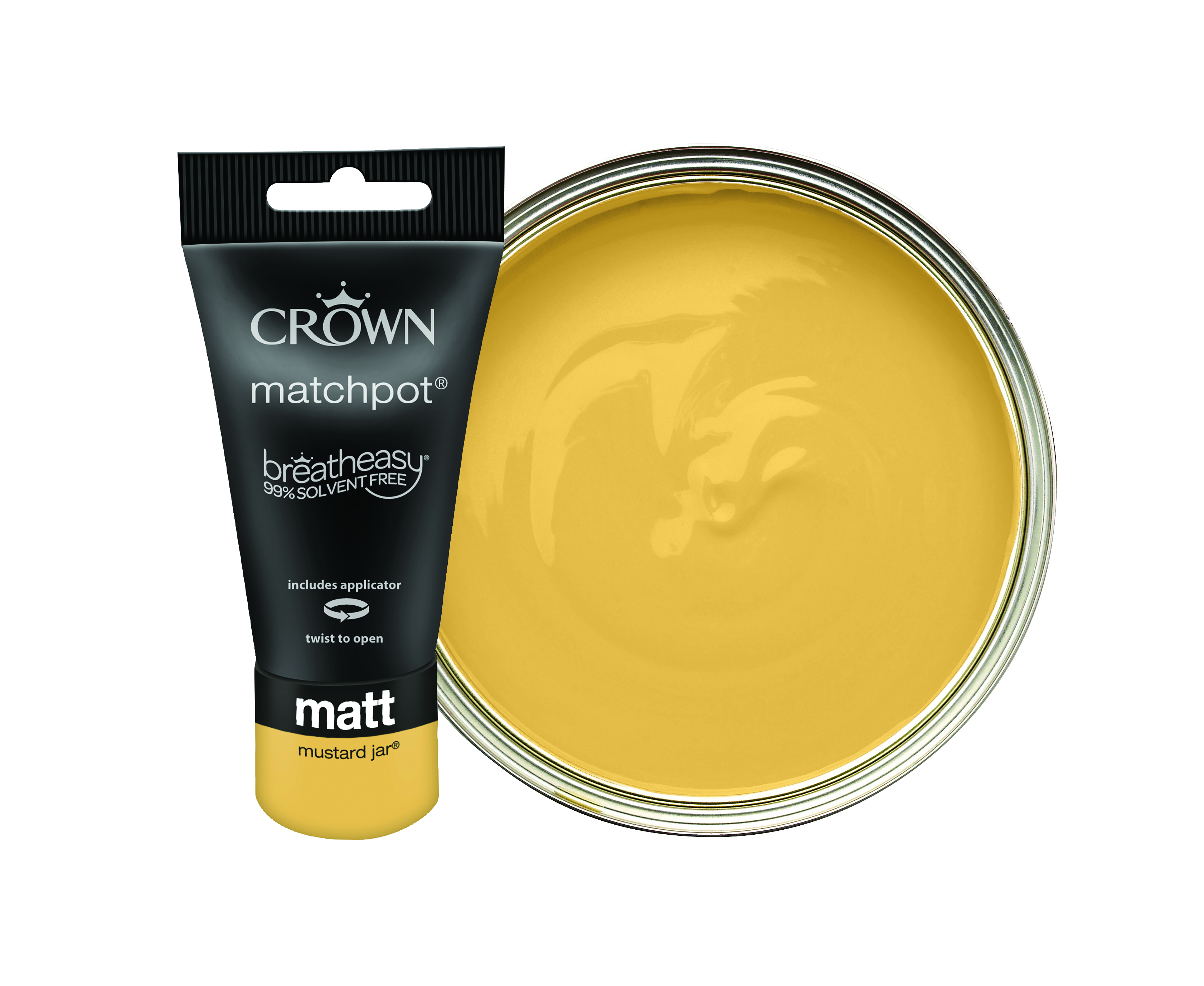 Image of Crown Matt Emulsion Paint - Mustard Jar Tester Pot - 40ml