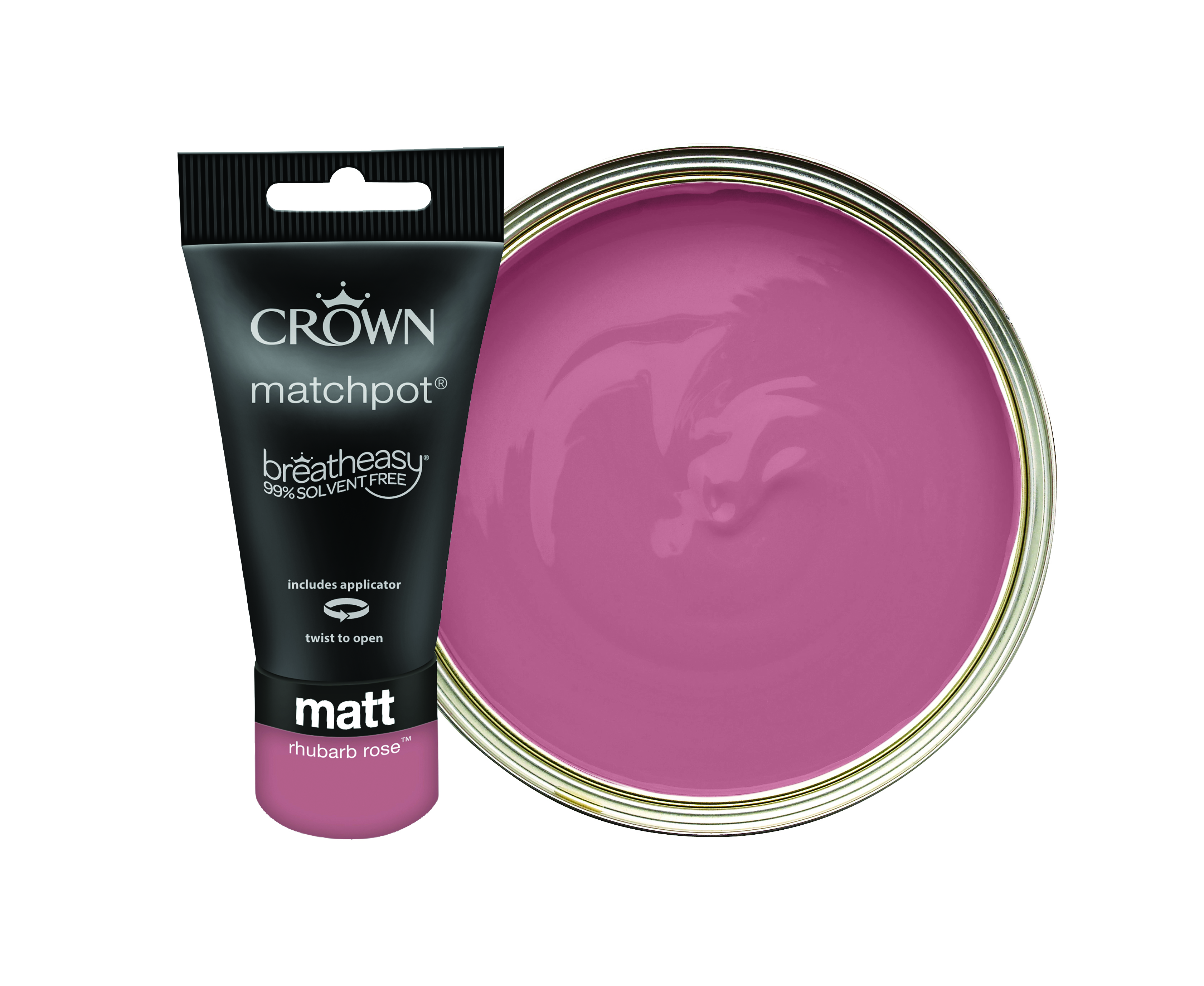 Image of Crown Matt Emulsion Paint - Rhubarb Rose Tester Pot - 40ml