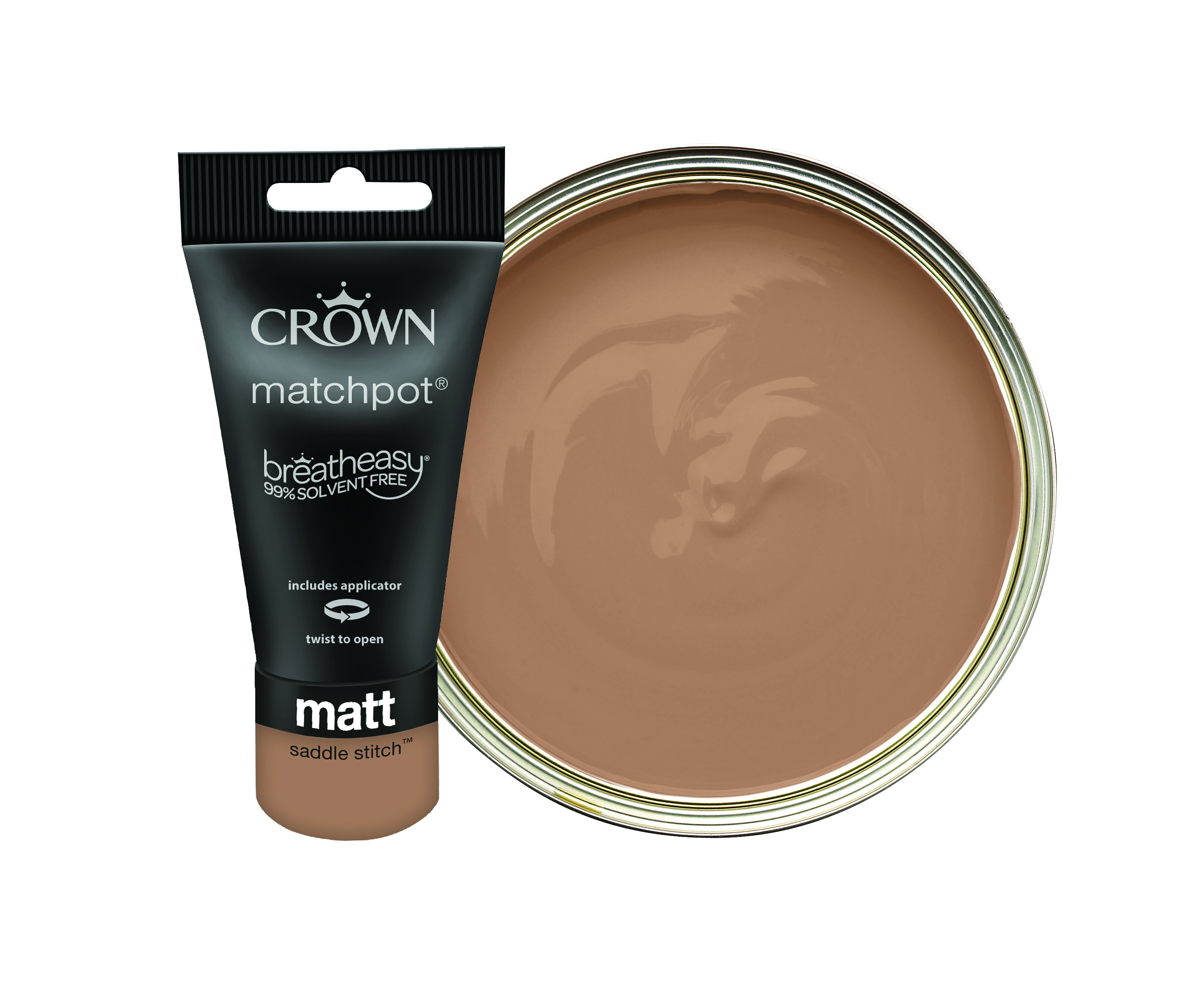 Crown Matt Emulsion Paint Tester Pot - Saddle Stitch - 40ml