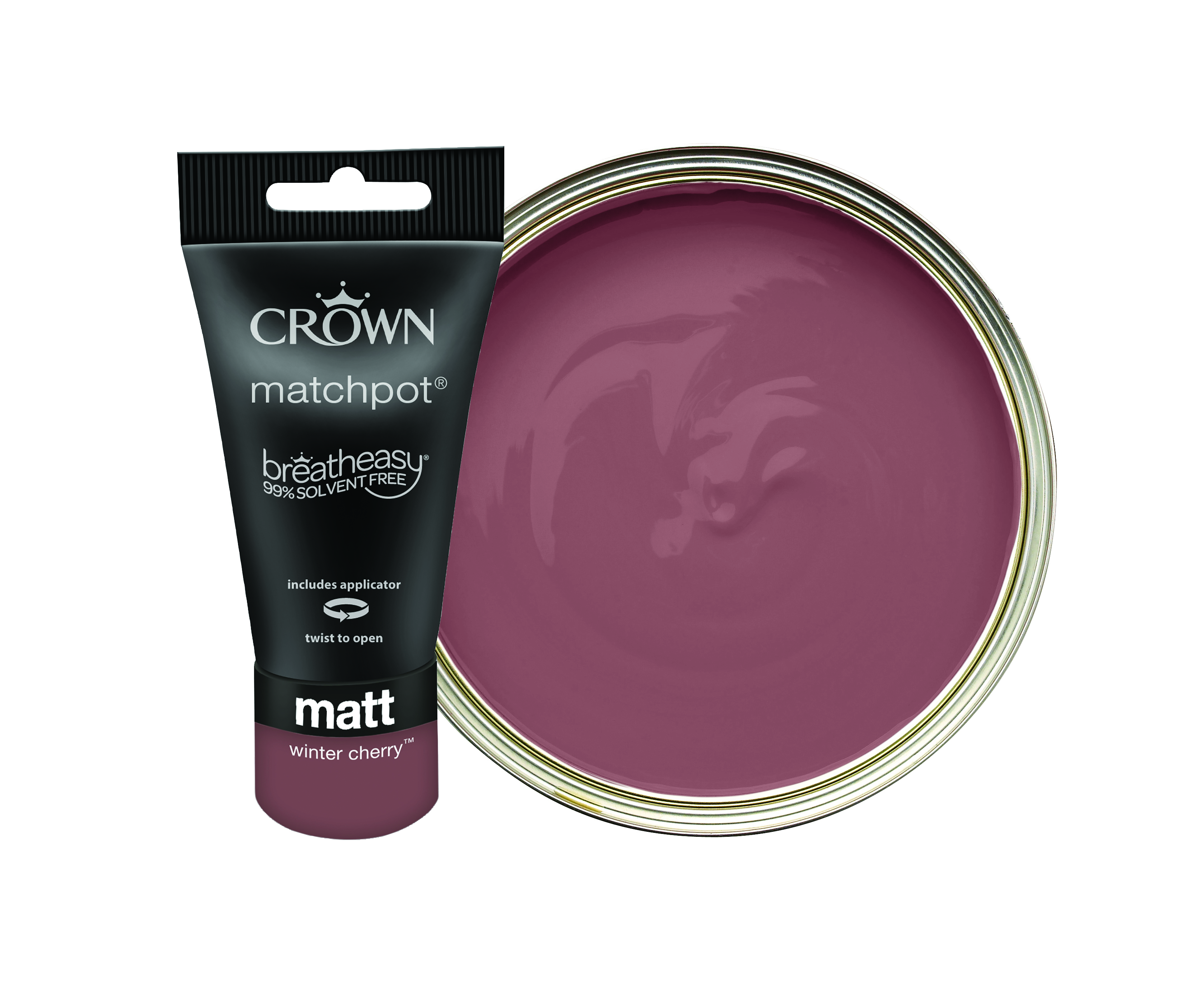 Crown Matt Emulsion Paint Tester Pot - Winter Cherry - 40ml
