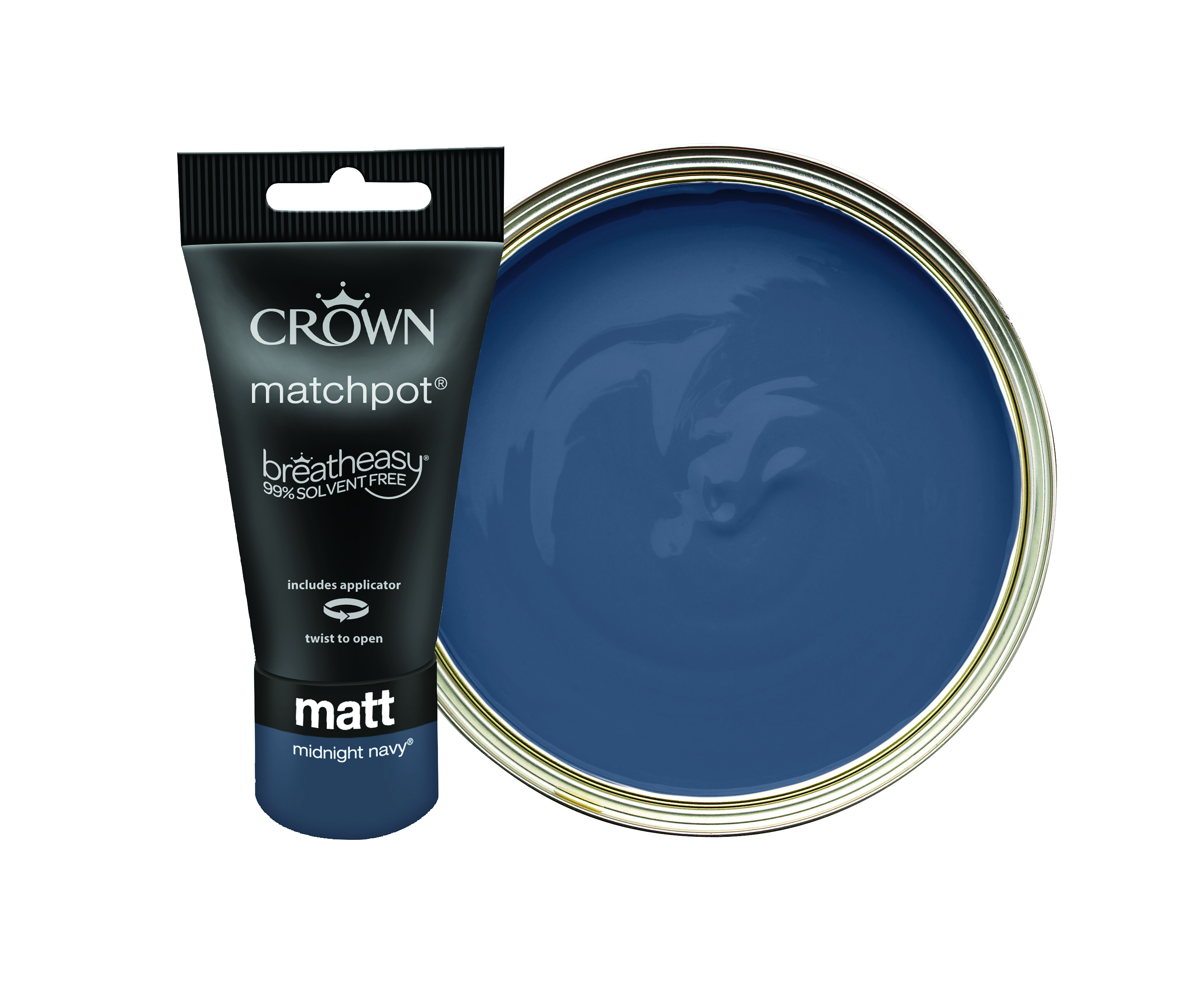 Crown Matt Emulsion Paint Tester Pot - Midnight Navy - 40ml