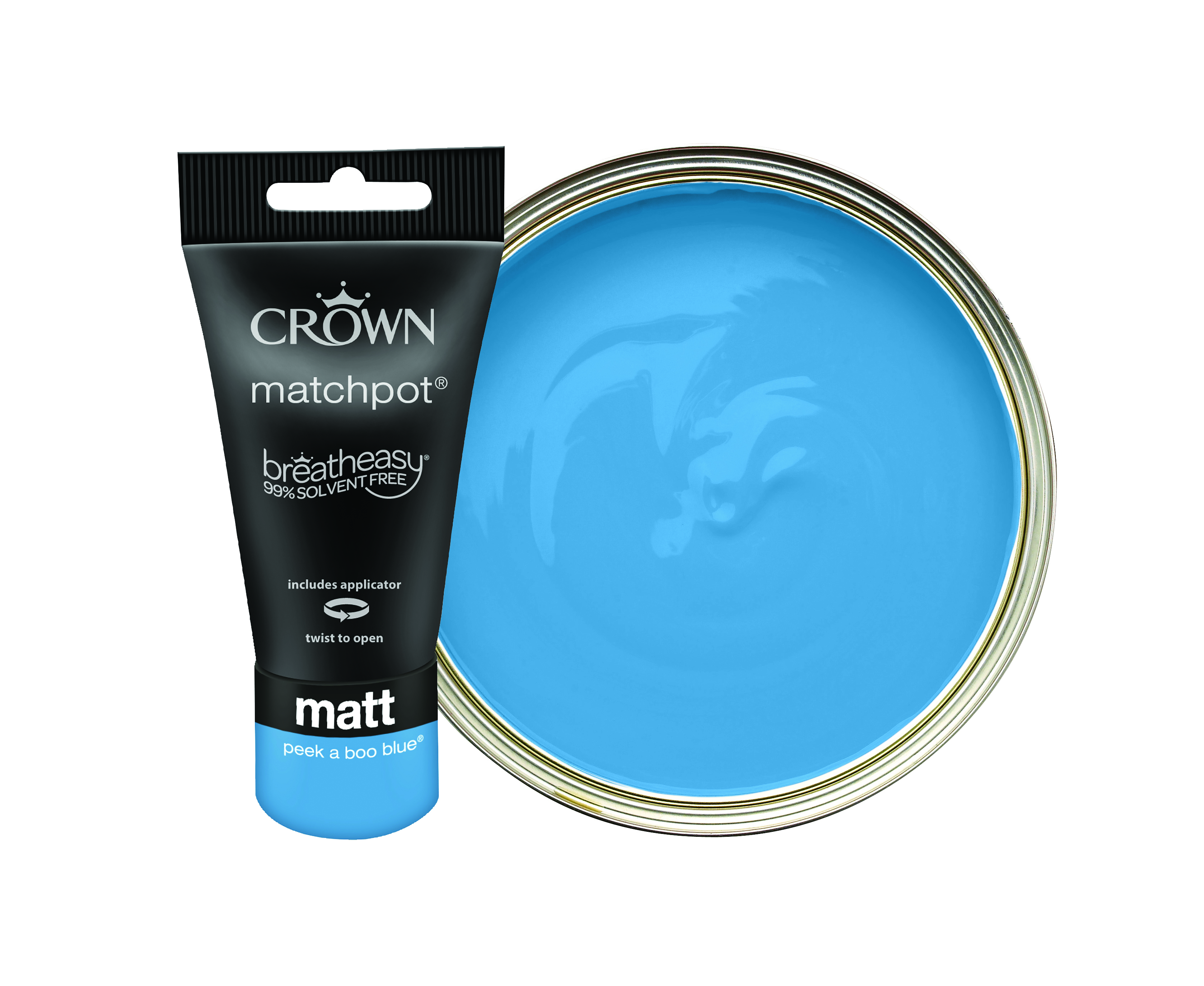 Crown Matt Emulsion Paint - Peek A Boo Blue Tester Pot - 40ml