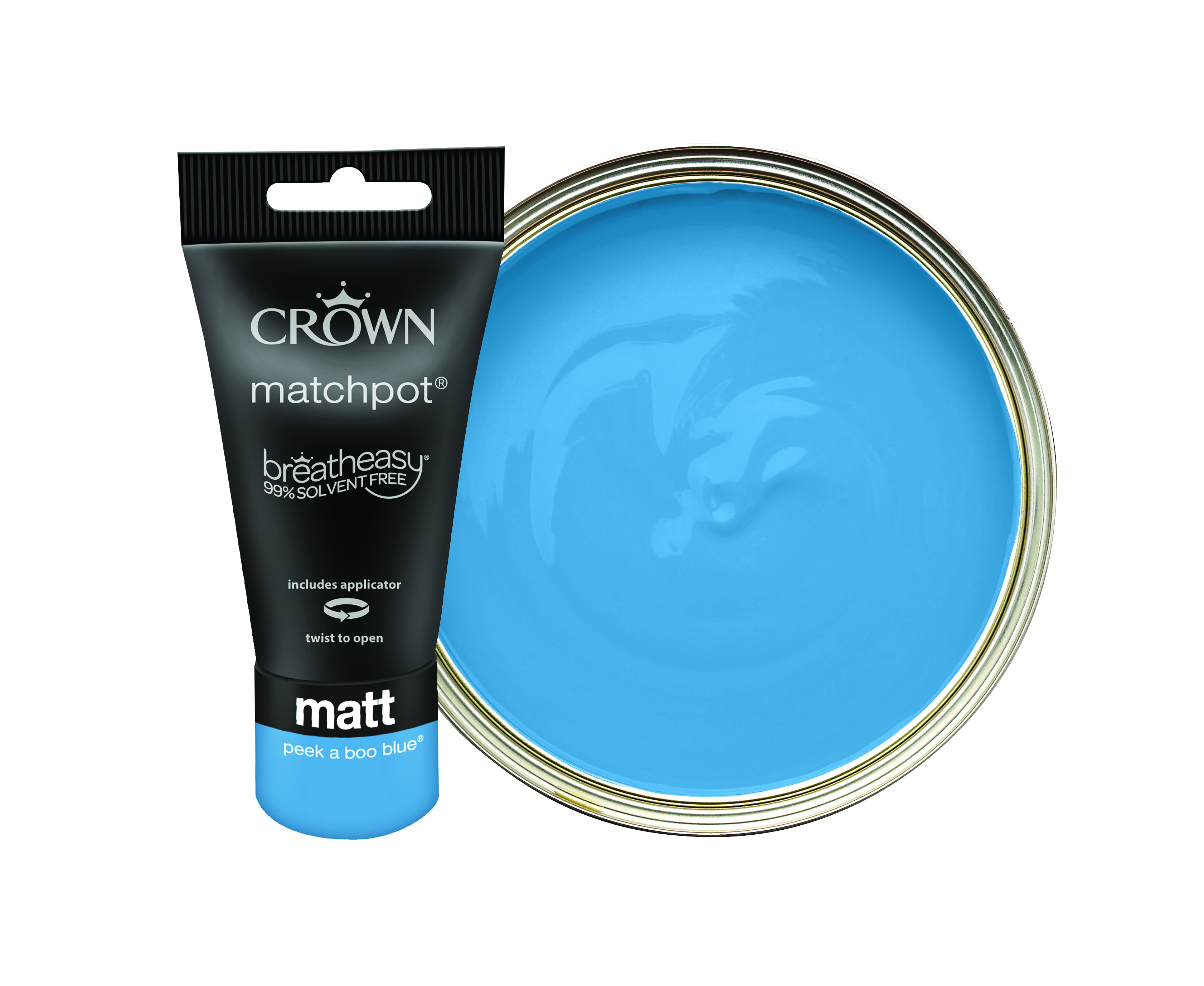 Crown Matt Emulsion Paint Tester Pot - Peek A Boo Blue - 40ml