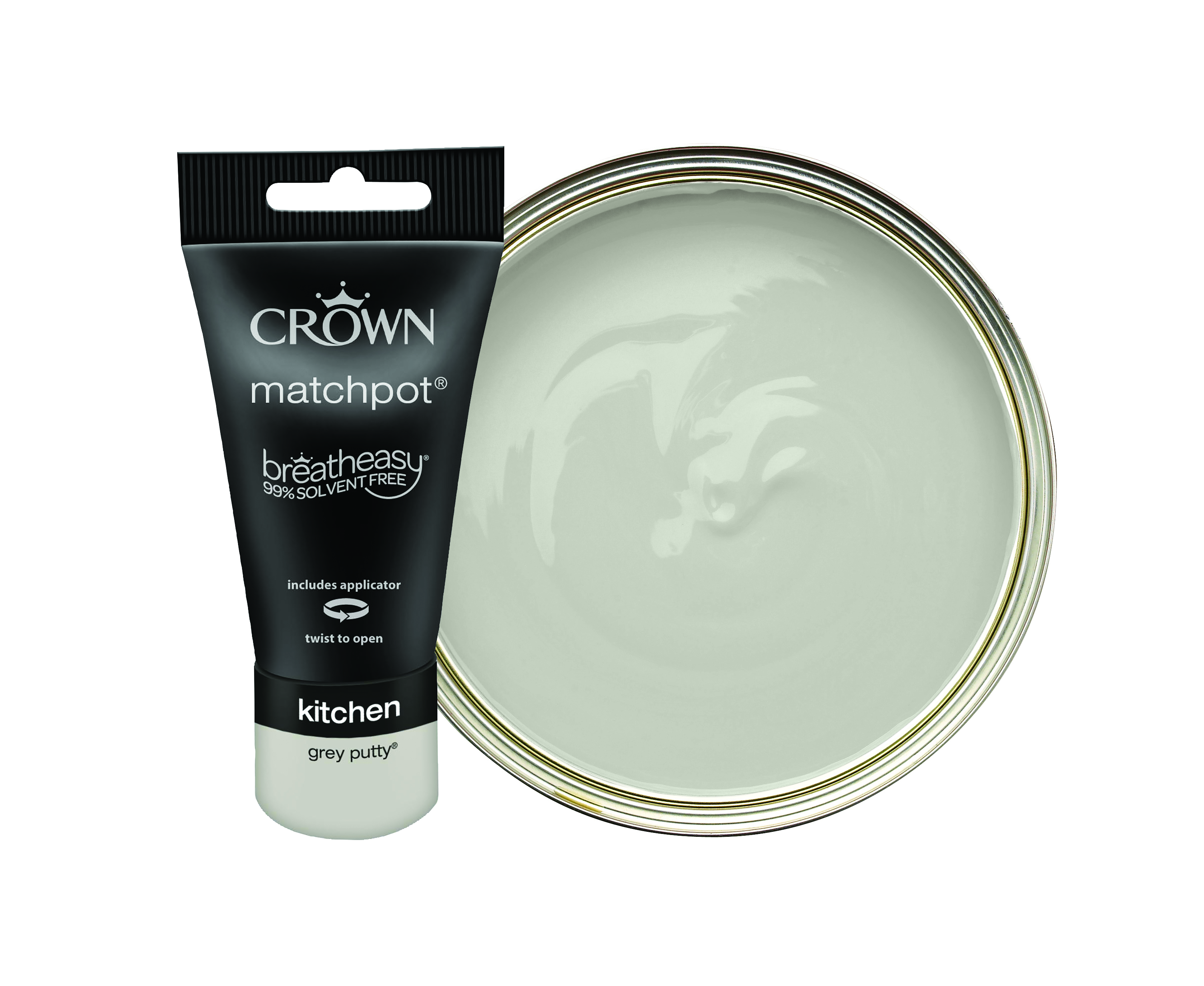 Crown Easyclean Matt Emulsion Kitchen Paint - Grey Putty Tester Pot - 40ml