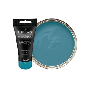 Crown Easyclean Matt Emulsion Kitchen Paint - Teal Tester Pot - 40ml