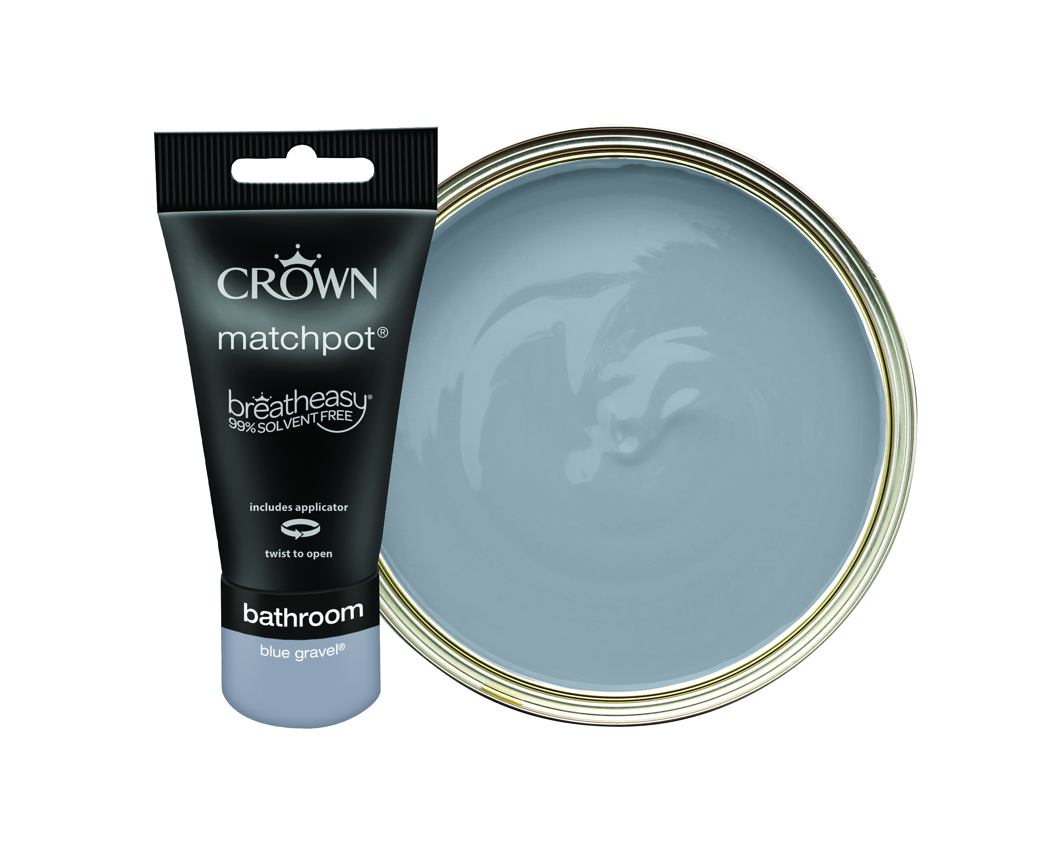 Crown Easyclean Midsheen Emulsion Bathroom Paint Tester Pot - Blue Gravel - 40ml