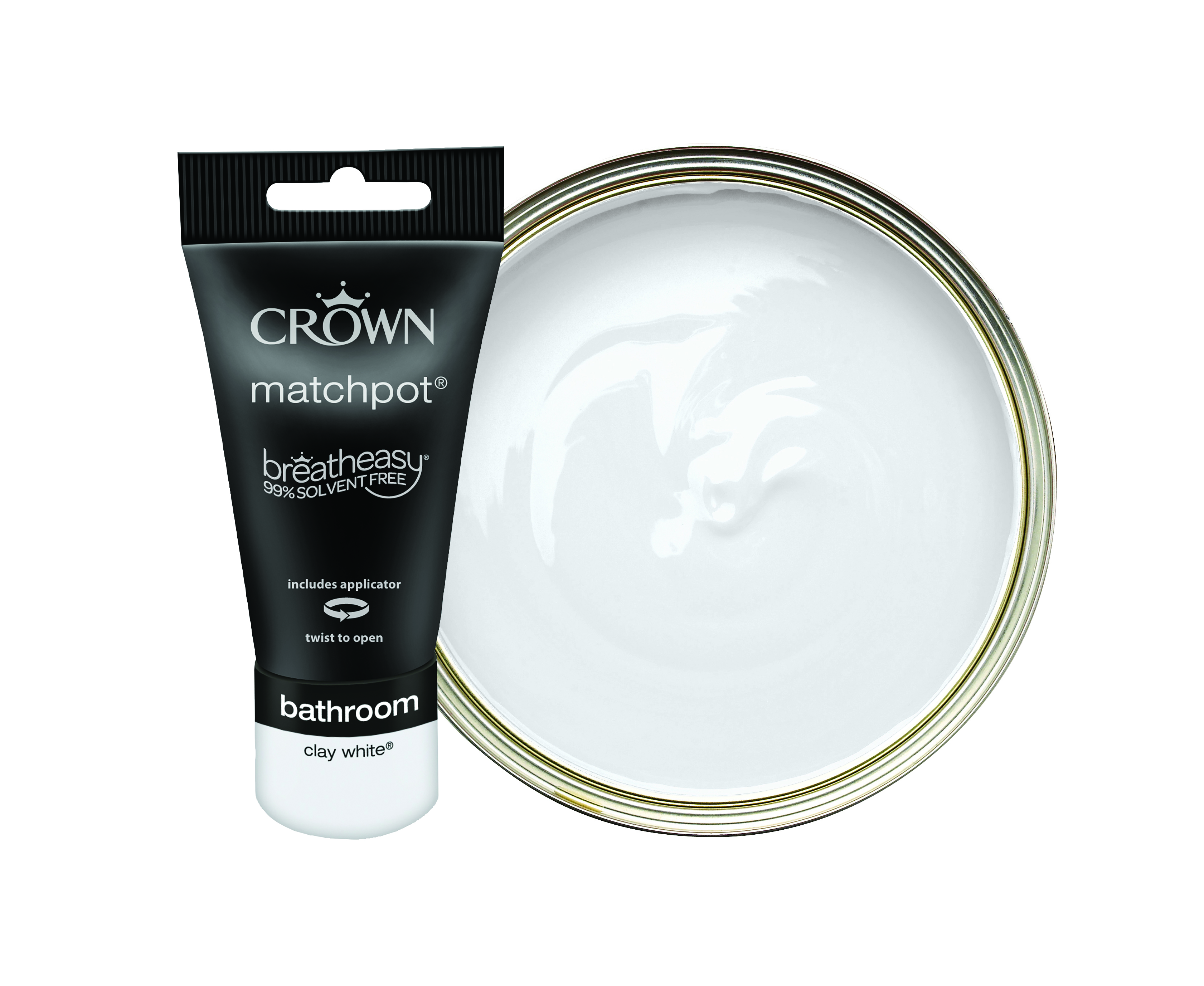Crown Easyclean Midsheen Emulsion Bathroom Paint - Clay White Tester Pot - 40ml