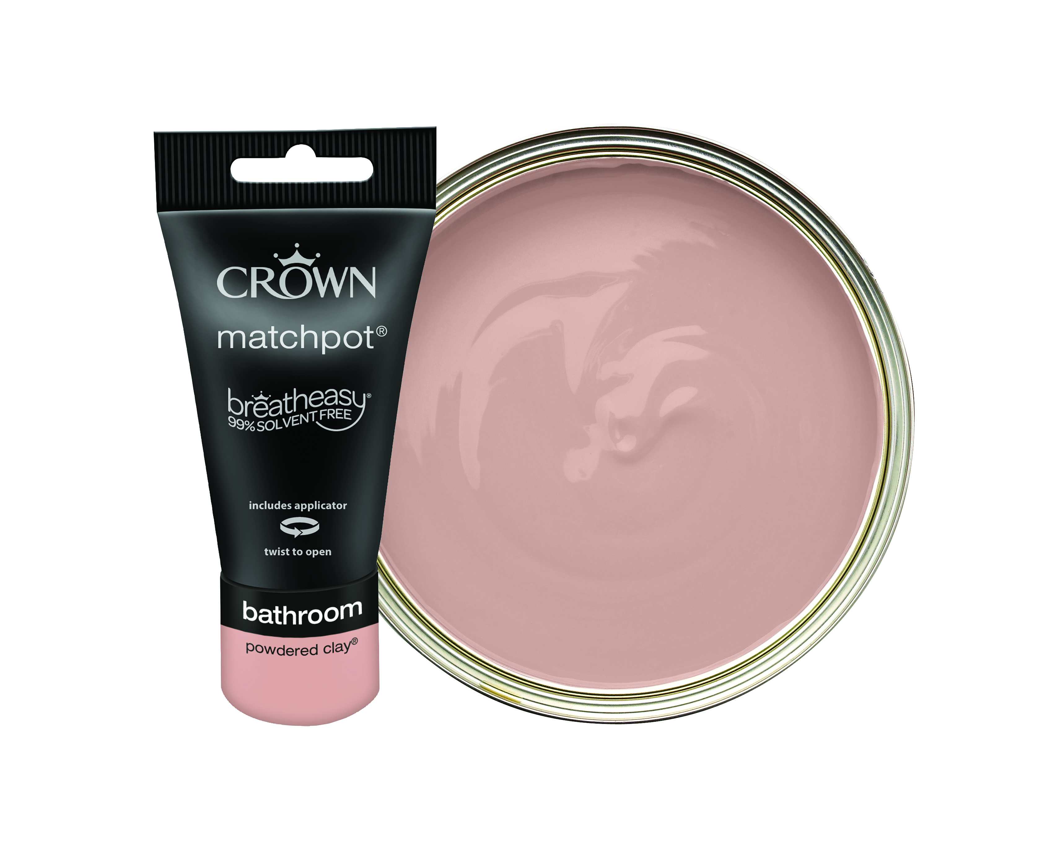 Image of Crown Easyclean Midsheen Emulsion Bathroom Paint - Powdered Clay Tester Pot - 40ml