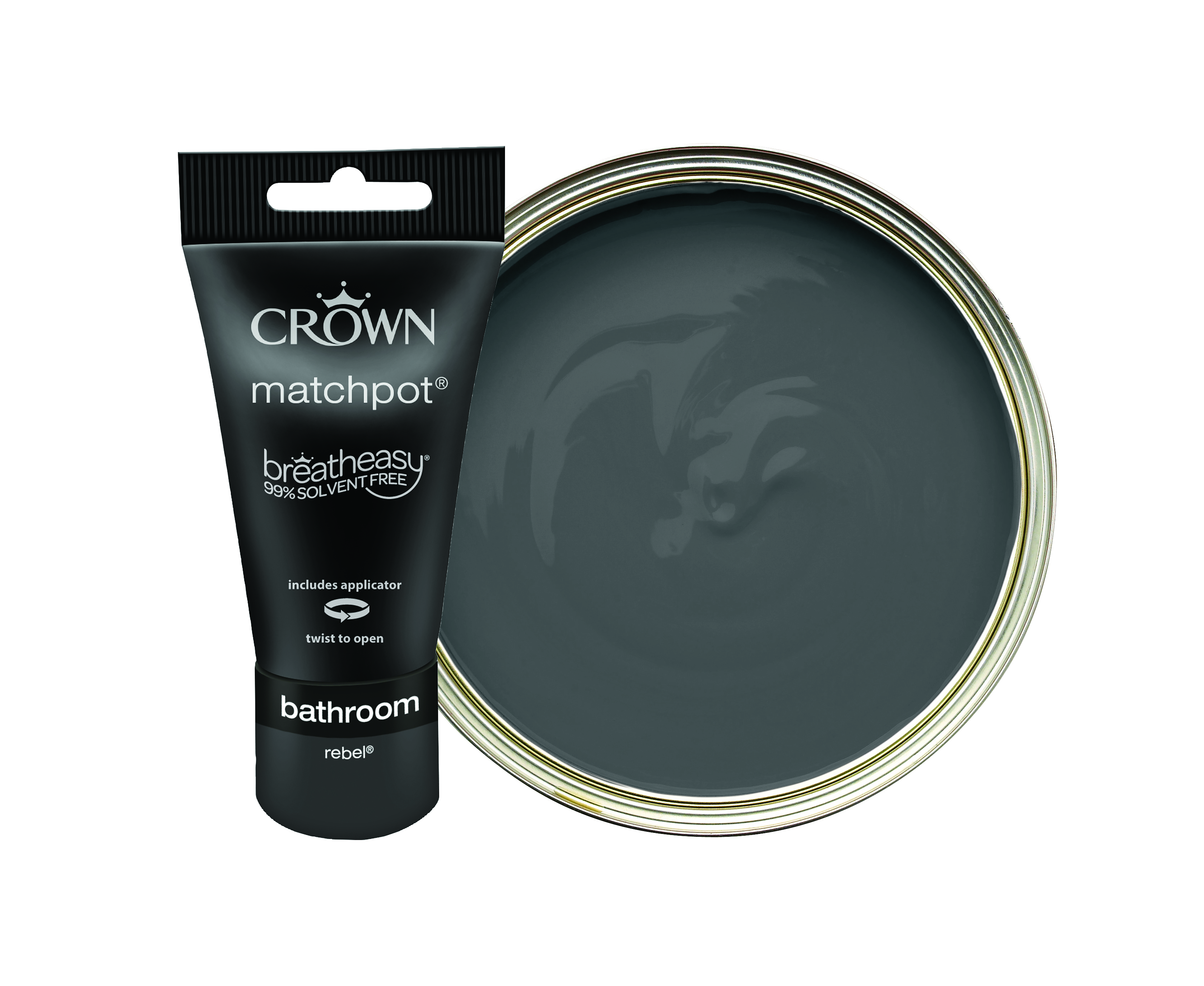 Crown Easyclean Midsheen Emulsion Bathroom Paint Tester Pot - Rebel - 40ml