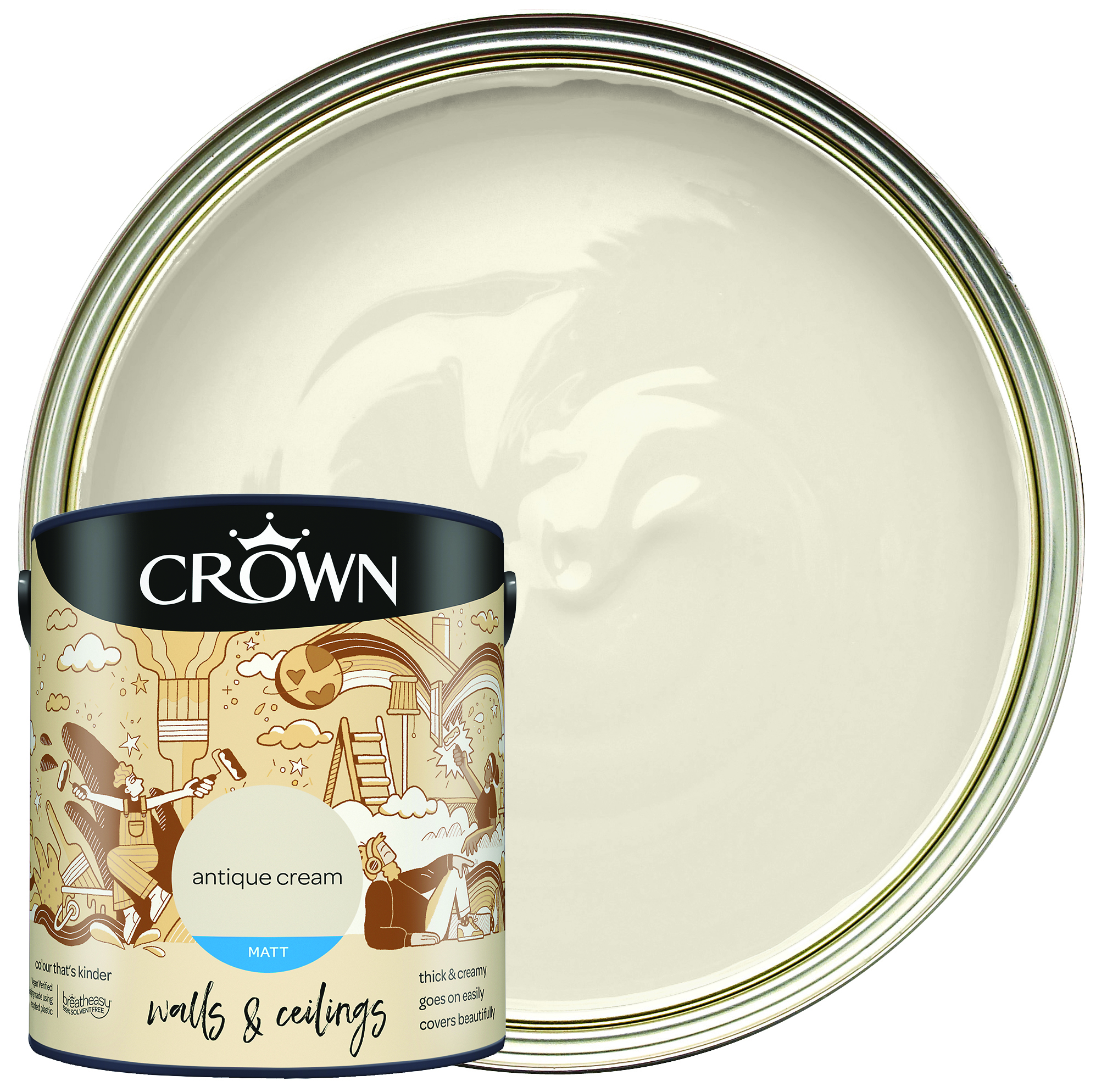 Image of Crown Matt Emulsion Paint - Antique Cream - 2.5L