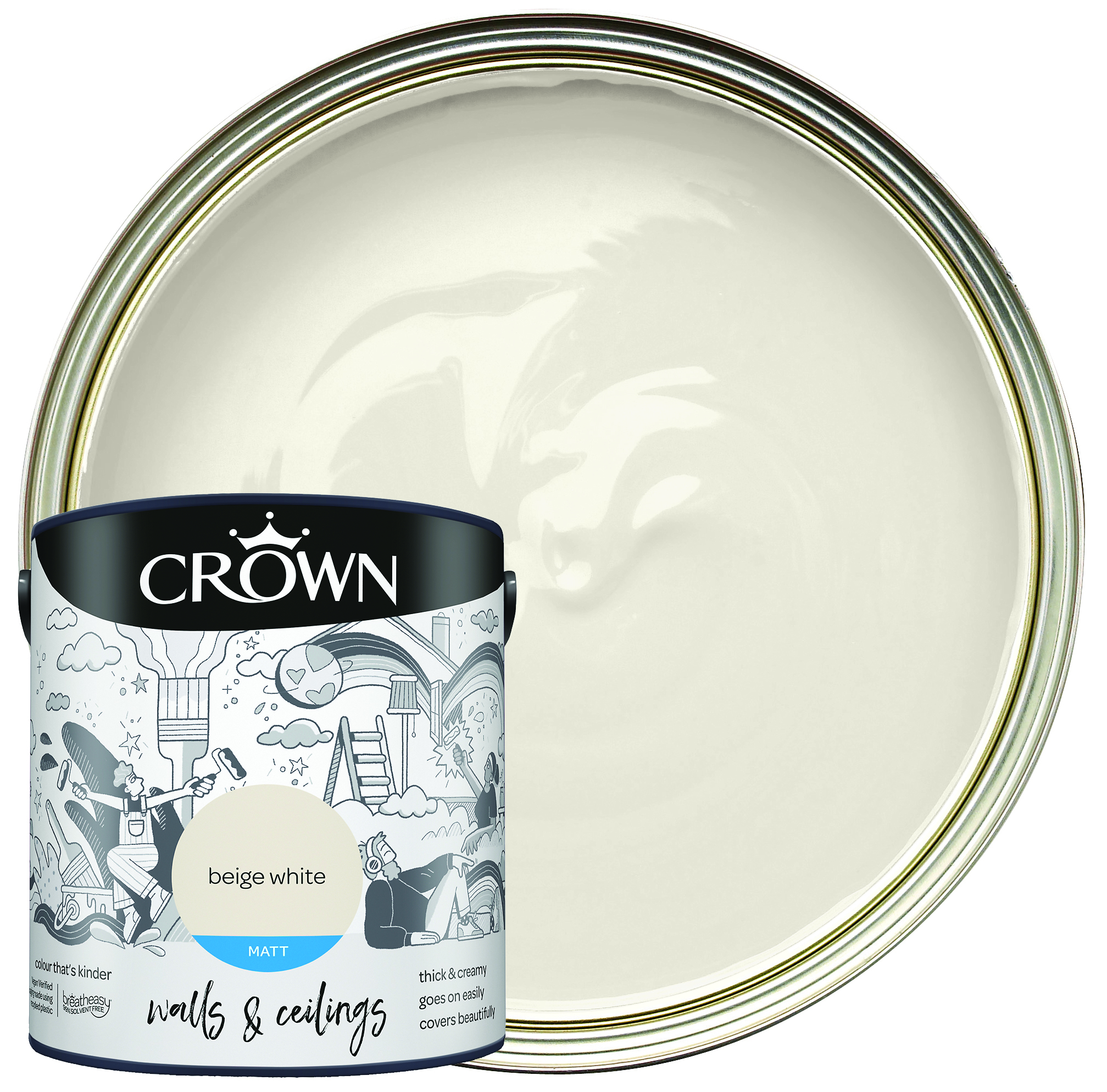 Image of Crown Matt Emulsion Paint - Beige White - 2.5L