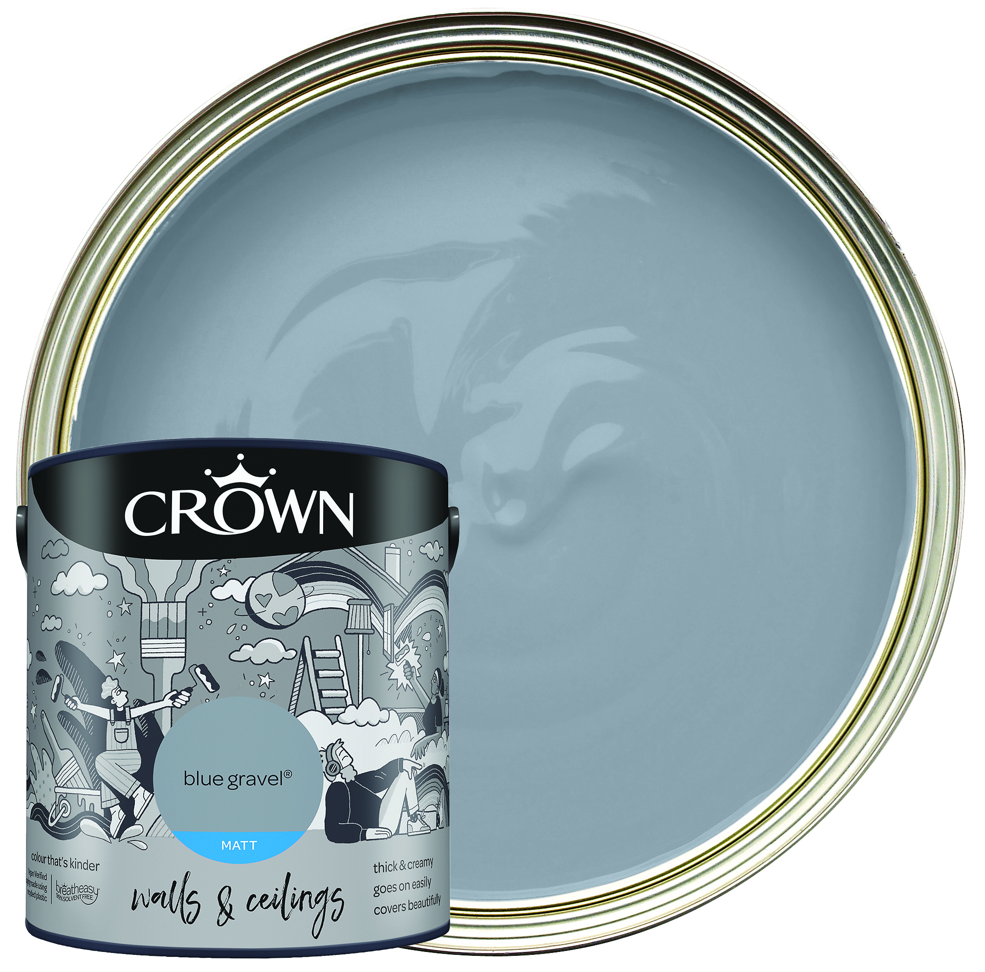 Crown Matt Emulsion Paint - Blue Gravel - 2.5L