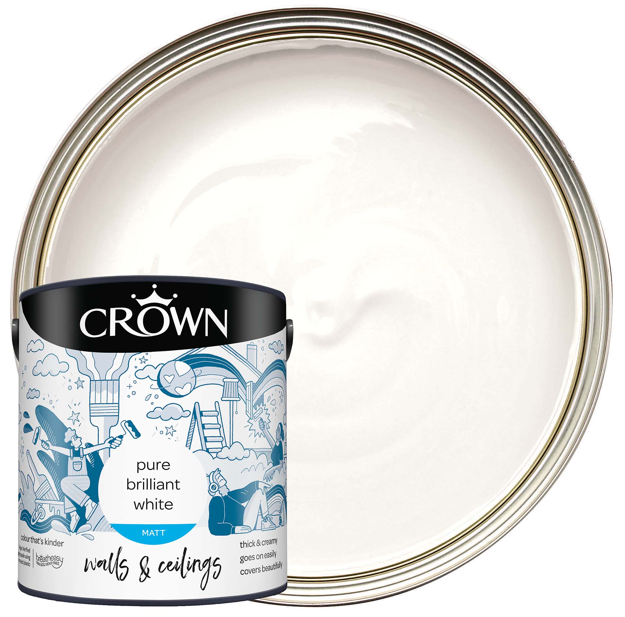 Image of Crown Matt Emulsion Paint - Brilliant White - 2.5L